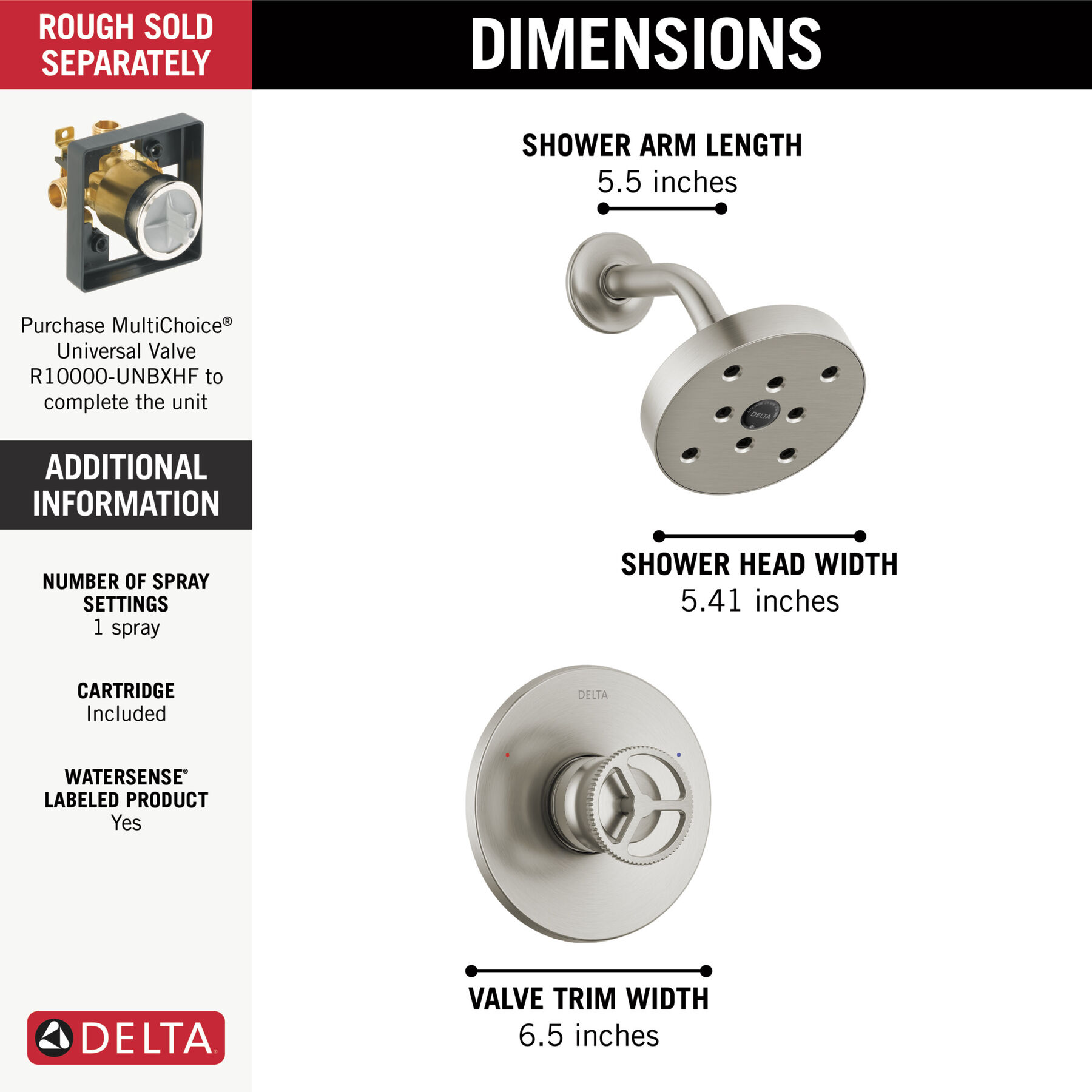 H<sub>2</sub>Okinetic&reg; Single Handle Shower Trim (Recertified)