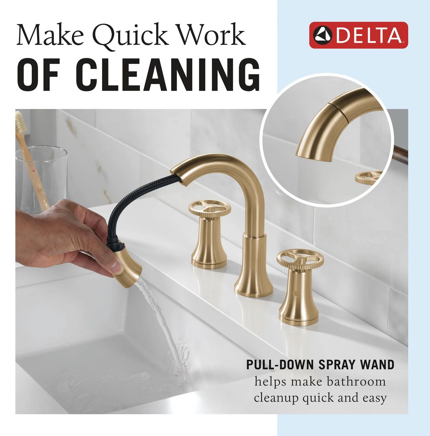 Two Handle Widespread Pull Down Bathroom Faucet