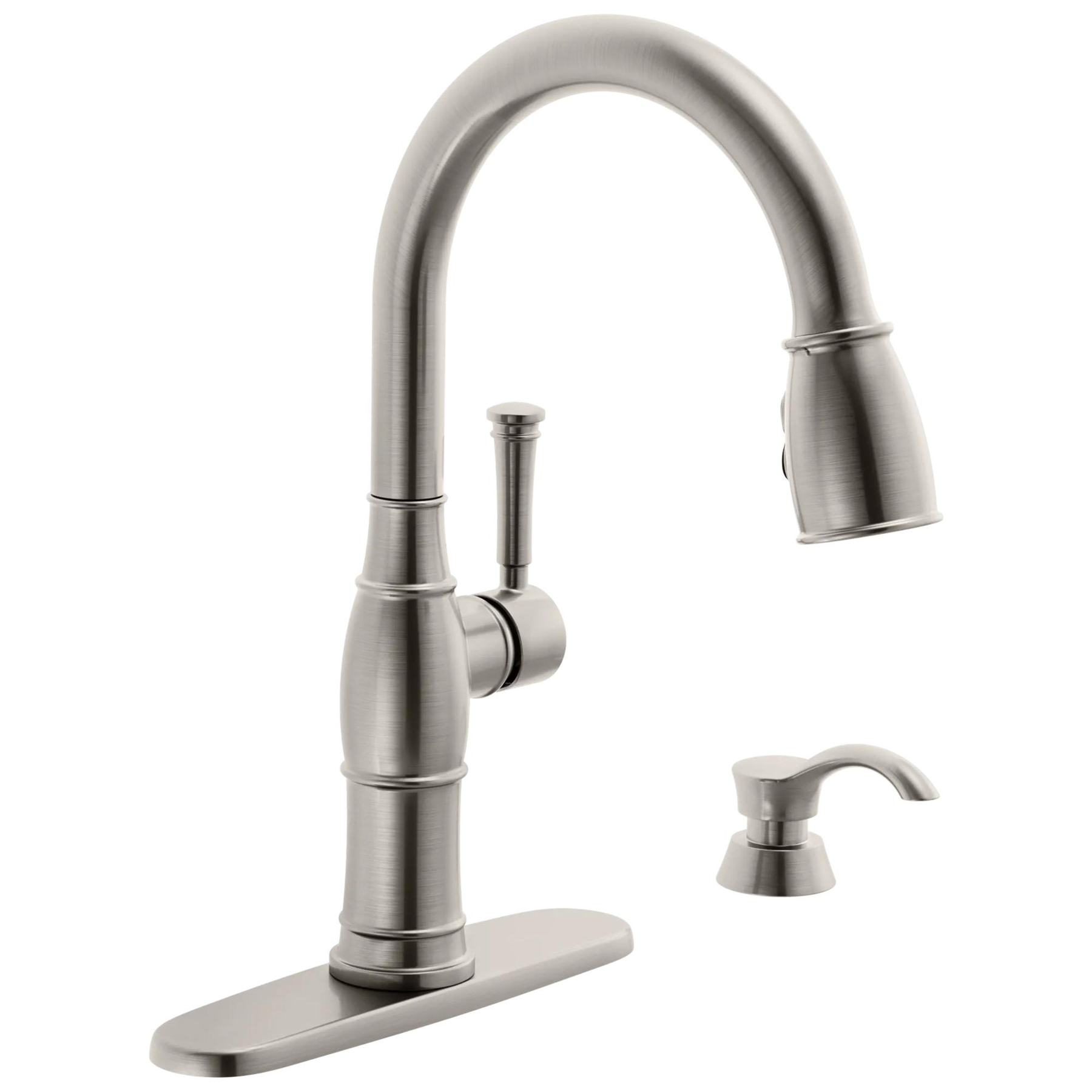 Single Handle Pull-Down Kitchen Faucet with Soap Dispenser