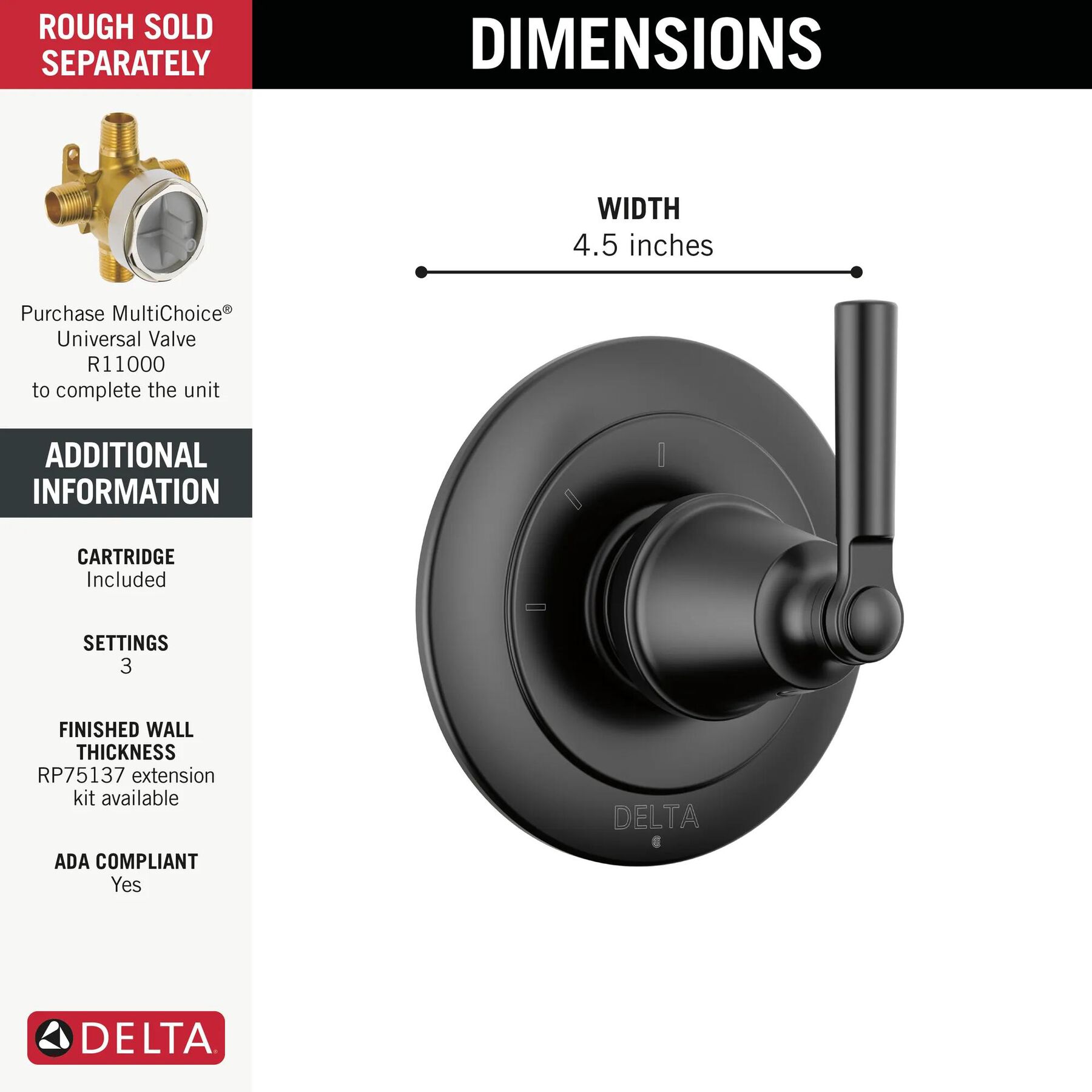 3-Setting 2-Port Diverter Trim