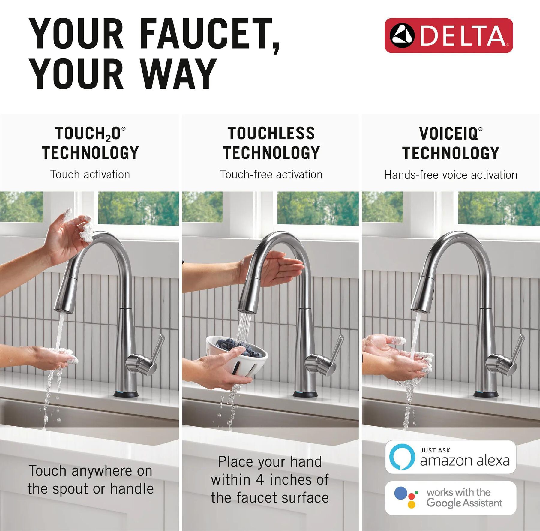 VoiceIQ&reg; Single Handle Pull-Down Faucet with Touch<sub>2</sub>O&reg; Technology