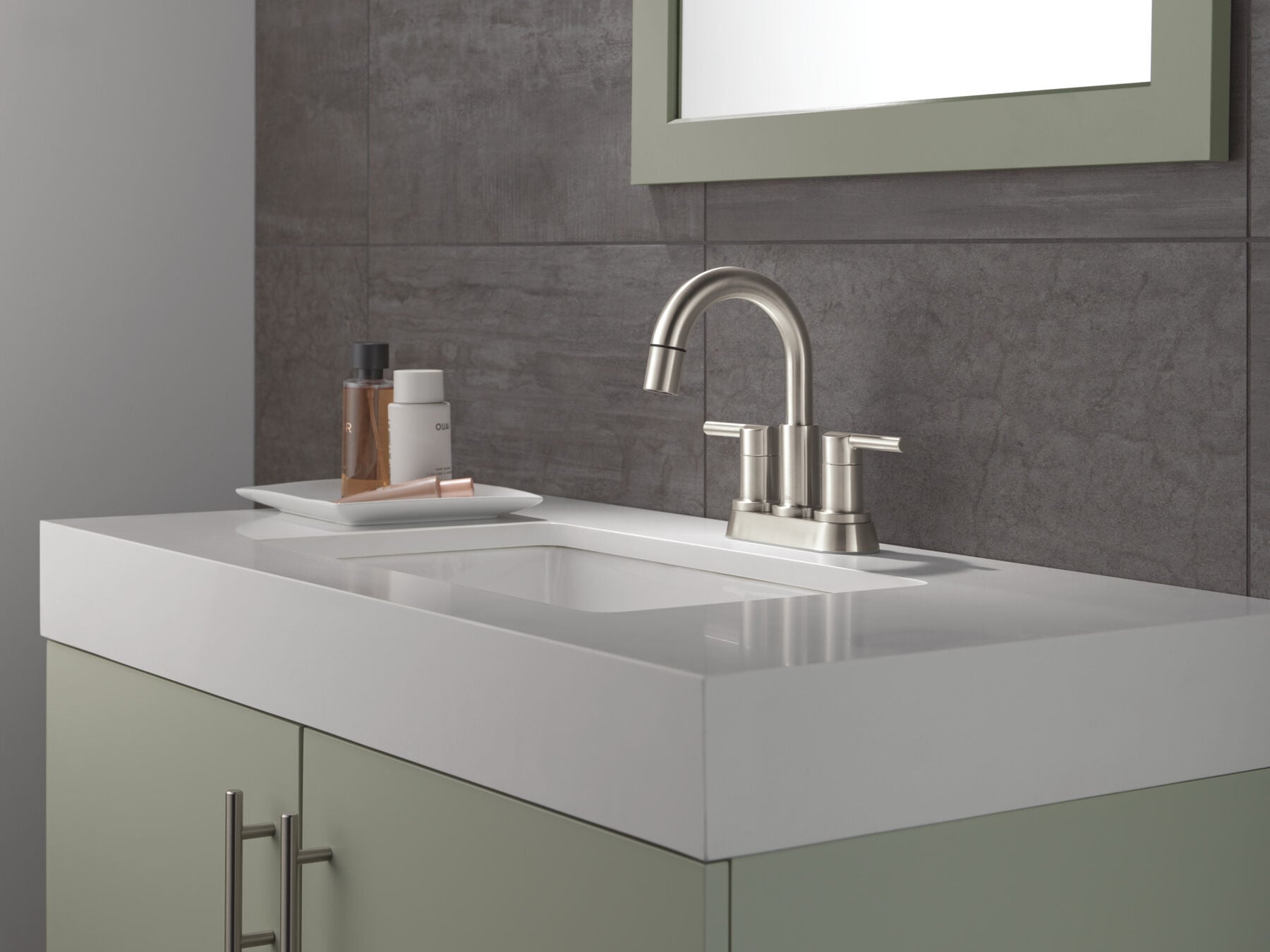 Two Handle Centerset Pull-Down Bathroom Faucet