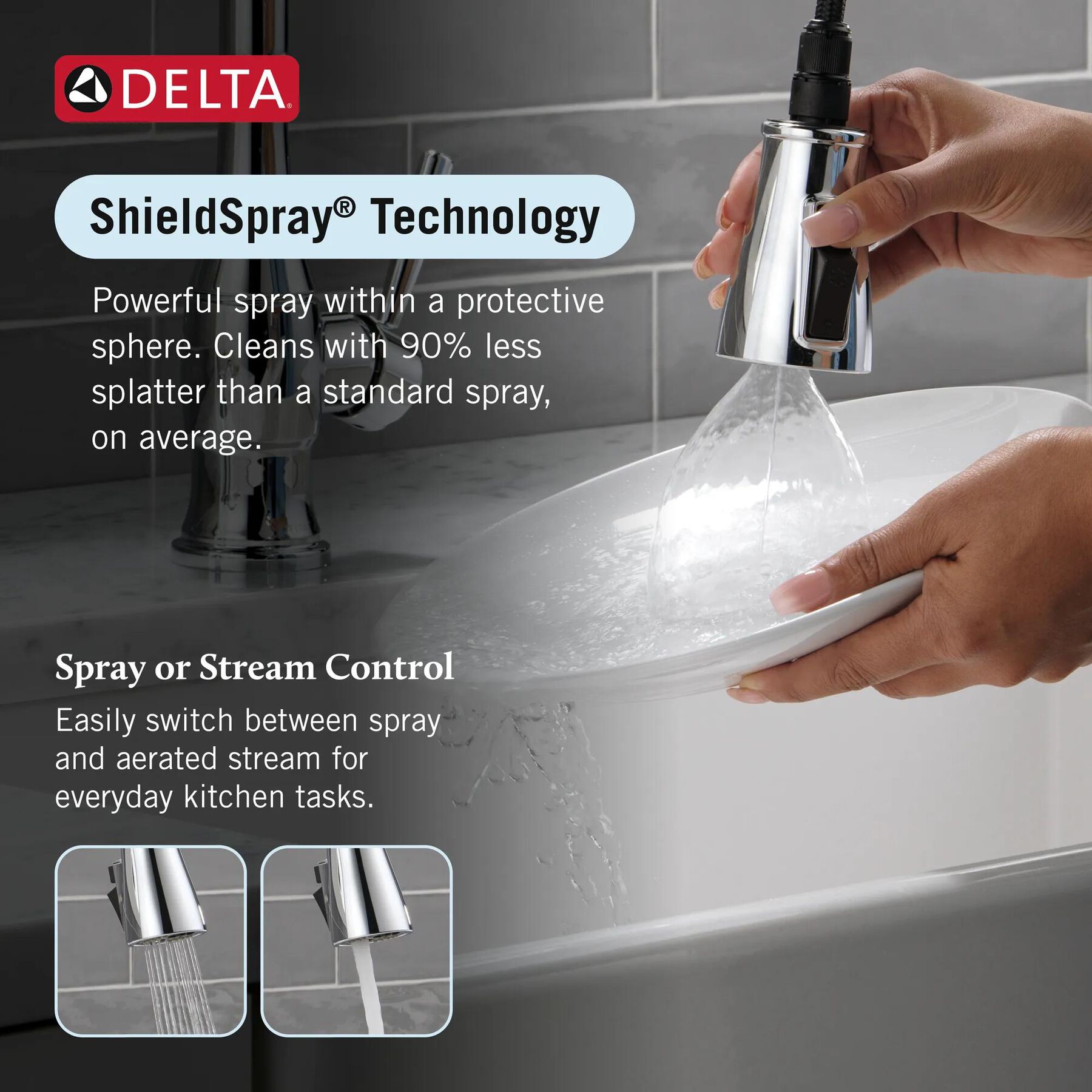 Single Handle Pull-Down Kitchen Faucet with Soap Dispenser and ShieldSpray&reg; Technology