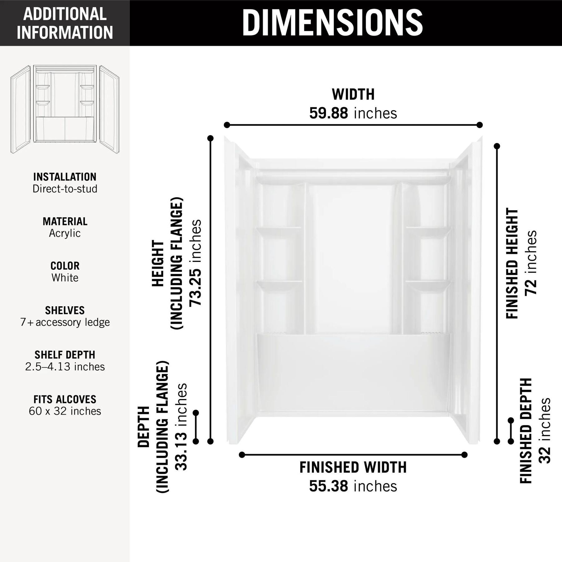 EverEdge Shower Wall 60x32"