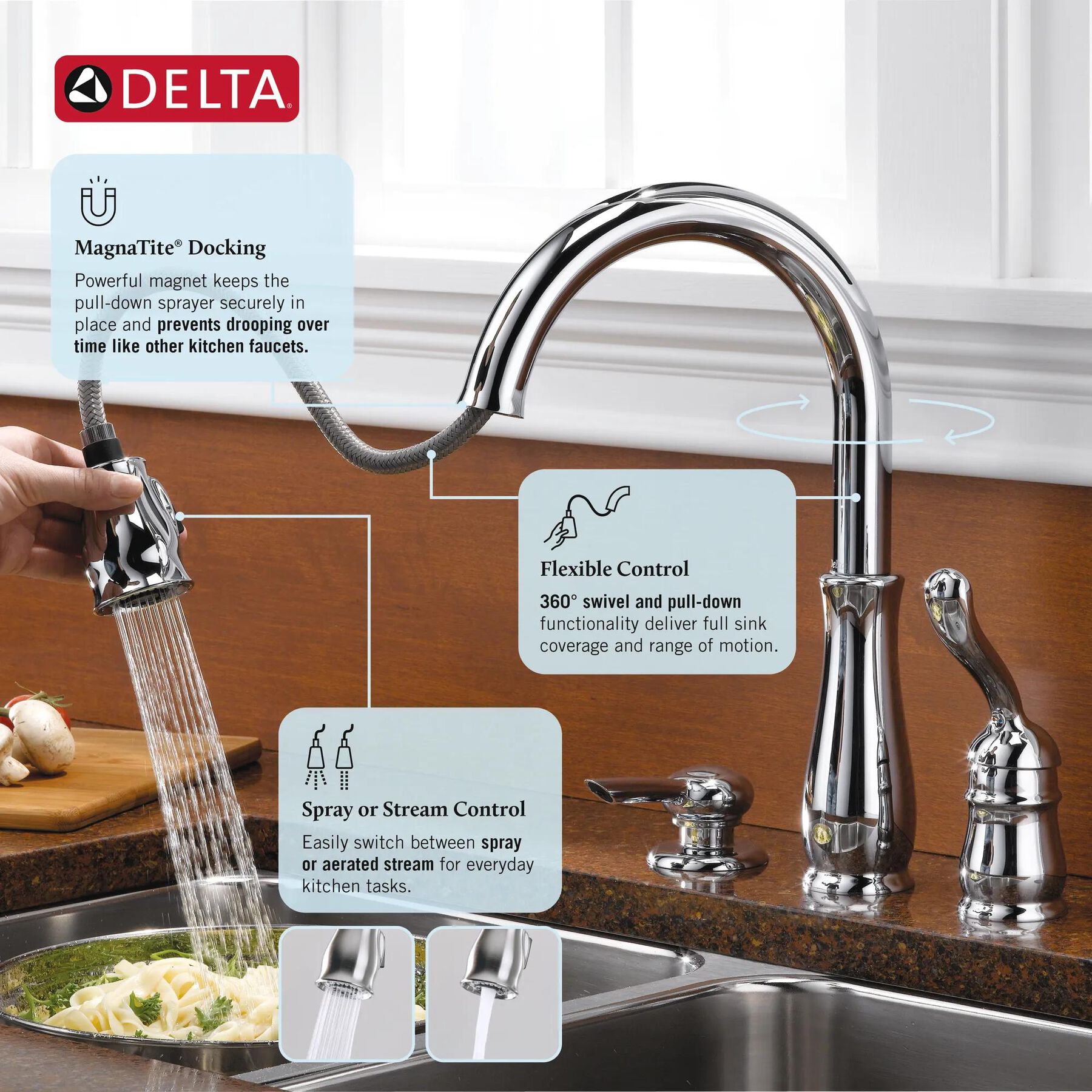Single Handle Pull-Down Kitchen Faucet with Soap Dispenser