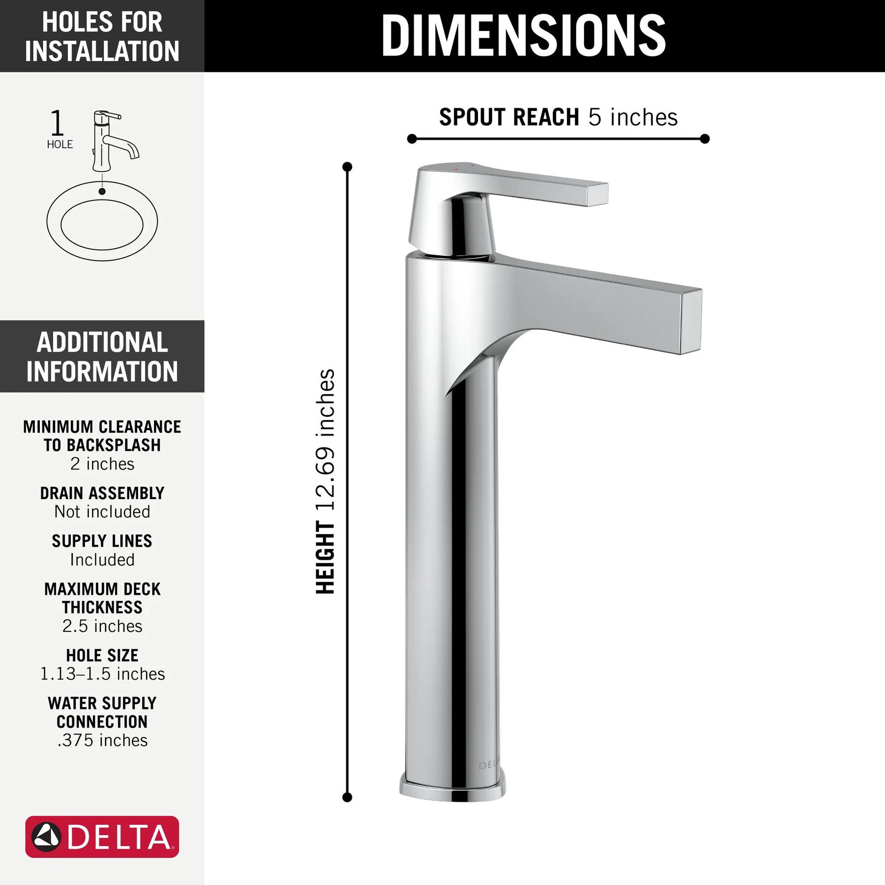 Single Handle Vessel Bathroom Faucet (Recertified)