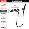 Two Handle Wall Mount Tub Filler Trim with Hand Shower
