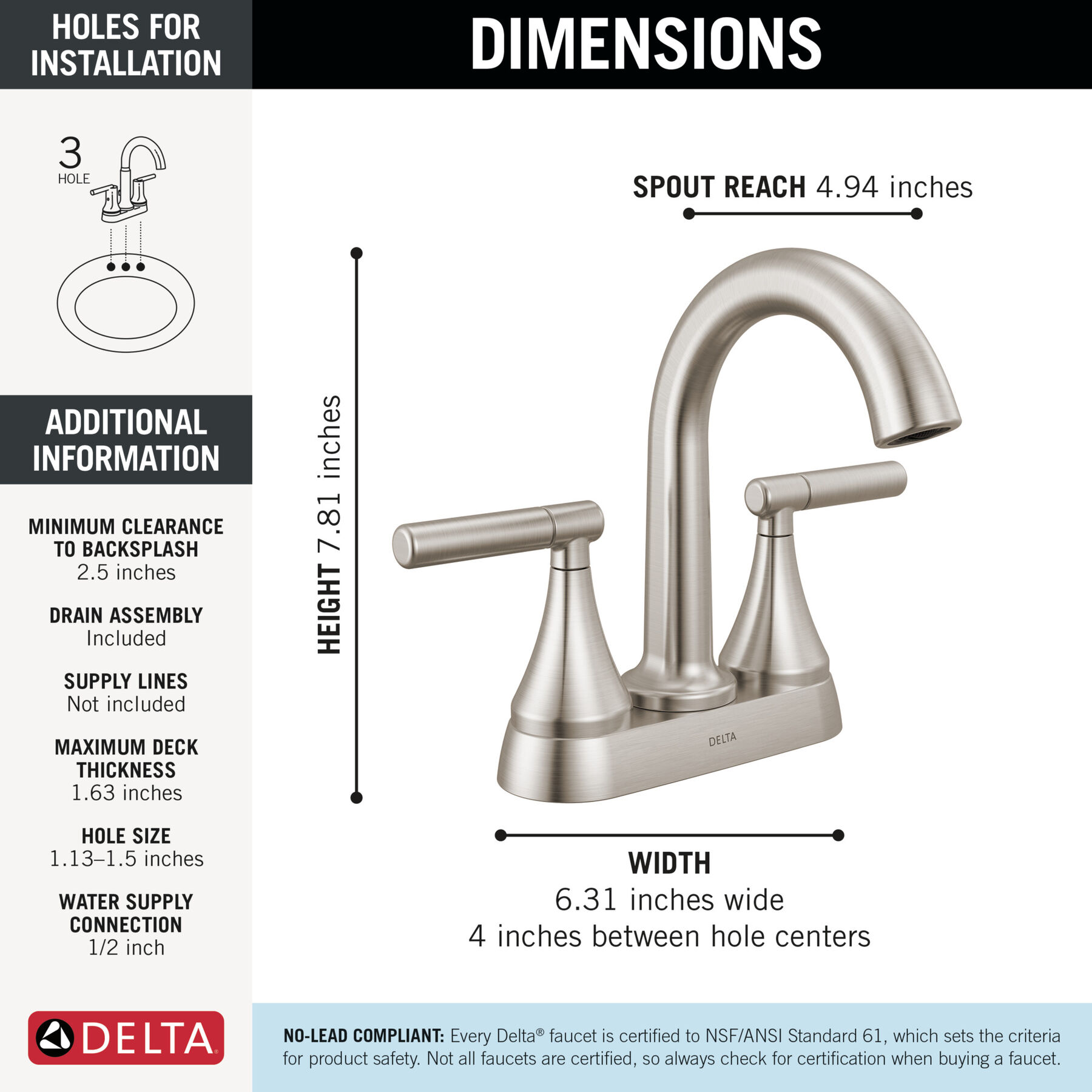 Centerset Lavatory Faucet with 14 Series Tub Shower Trim and Rough Bundle