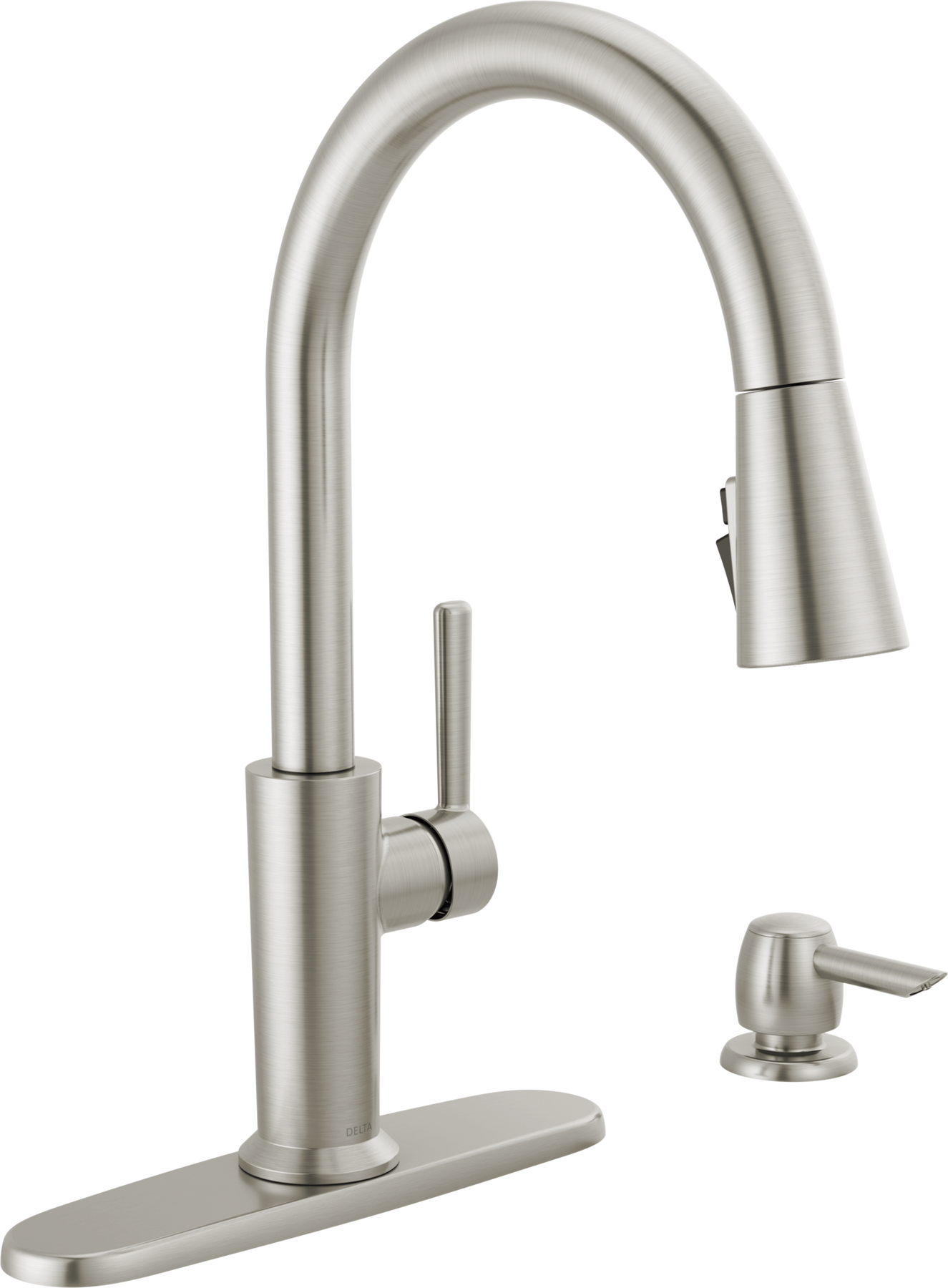 Single Handle Pull-Down Kitchen Faucet with Soap Dispenser and ShieldSpray Technology