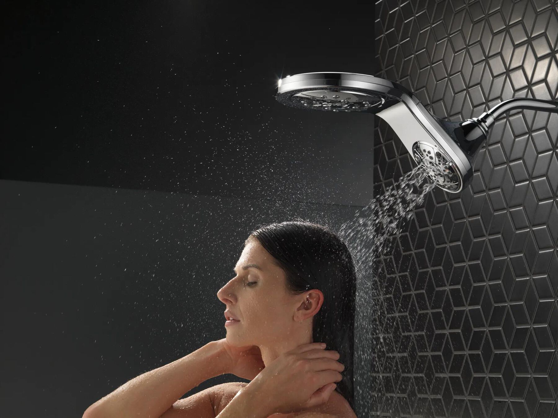 HydroRain&reg; H<sub>2</sub>Okinetic&reg; 5-Setting Two-in-One Shower Head