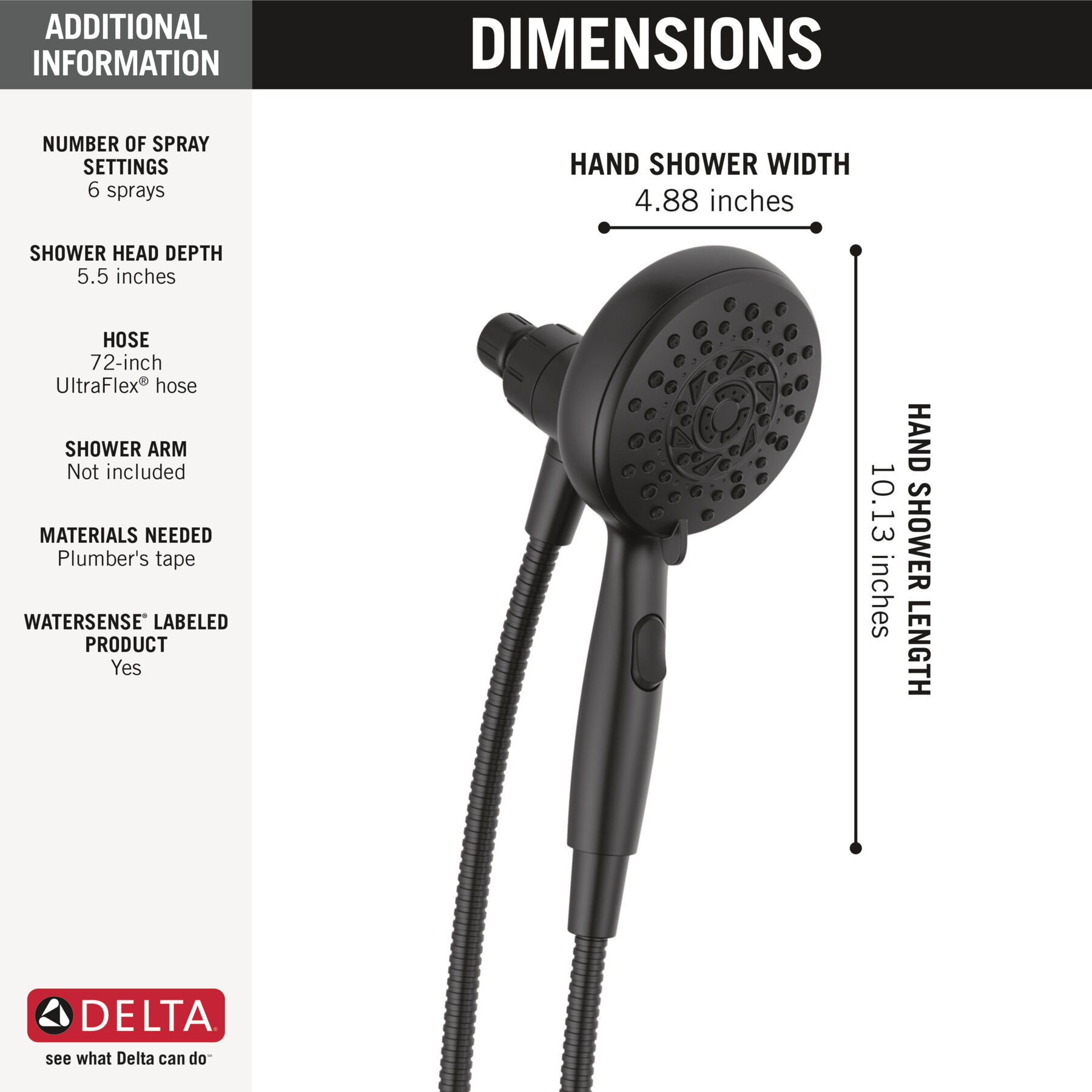 6-Setting SureDock&reg; Magnetic Hand Shower