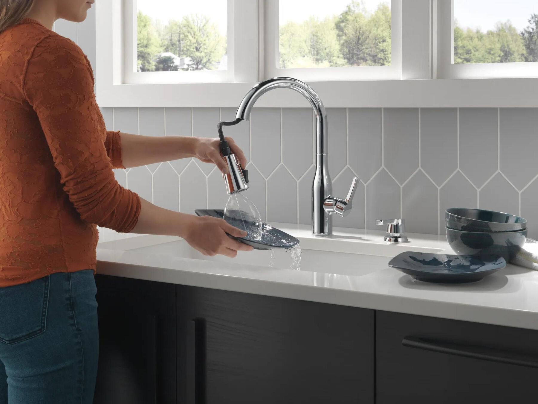Single Handle Pull-Down Kitchen Faucet with Soap Dispenser and ShieldSpray &reg; Technology (Recertified)