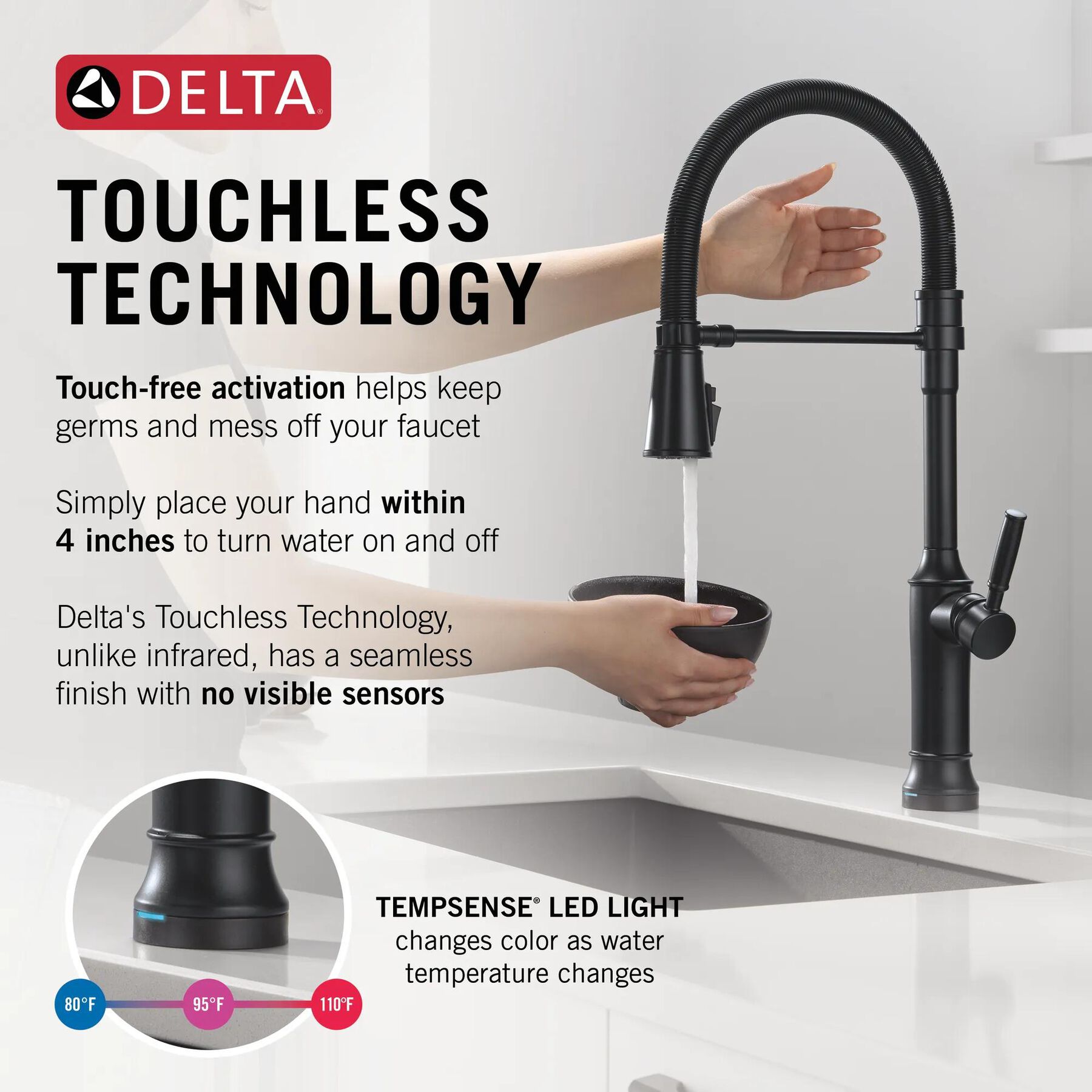 Touch2O&reg; Technology Kitchen Faucet with Touchless Technology