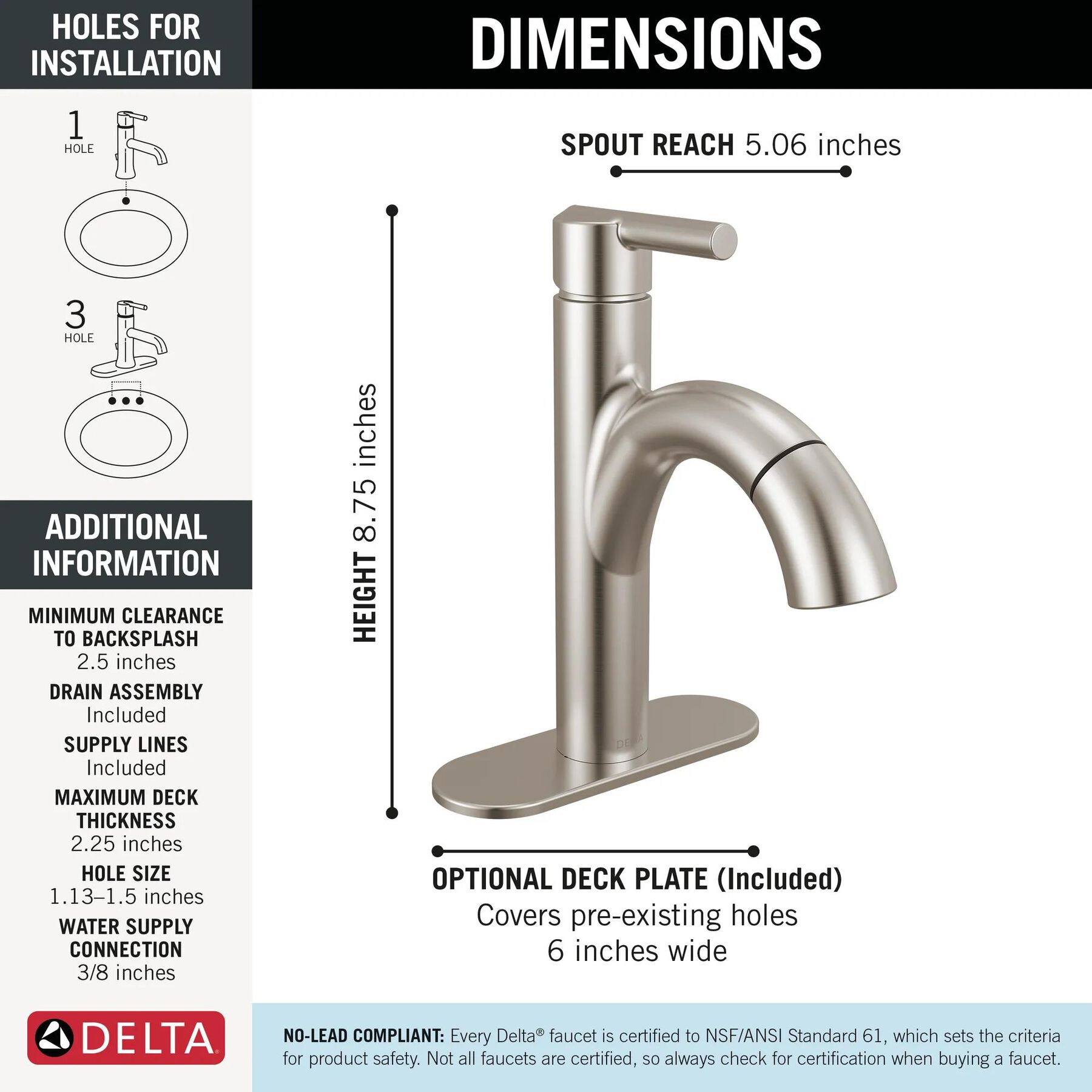 Single Handle Pull-Down Bathroom Faucet (Recertified)