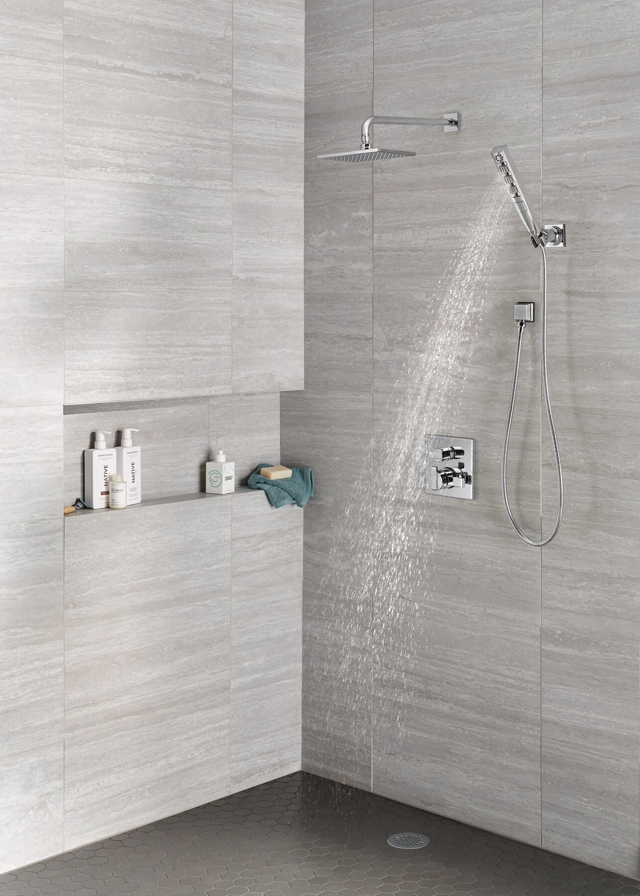 H<sub>2</sub>Okinetic&reg; 4-Setting Wall Mount Hand Shower