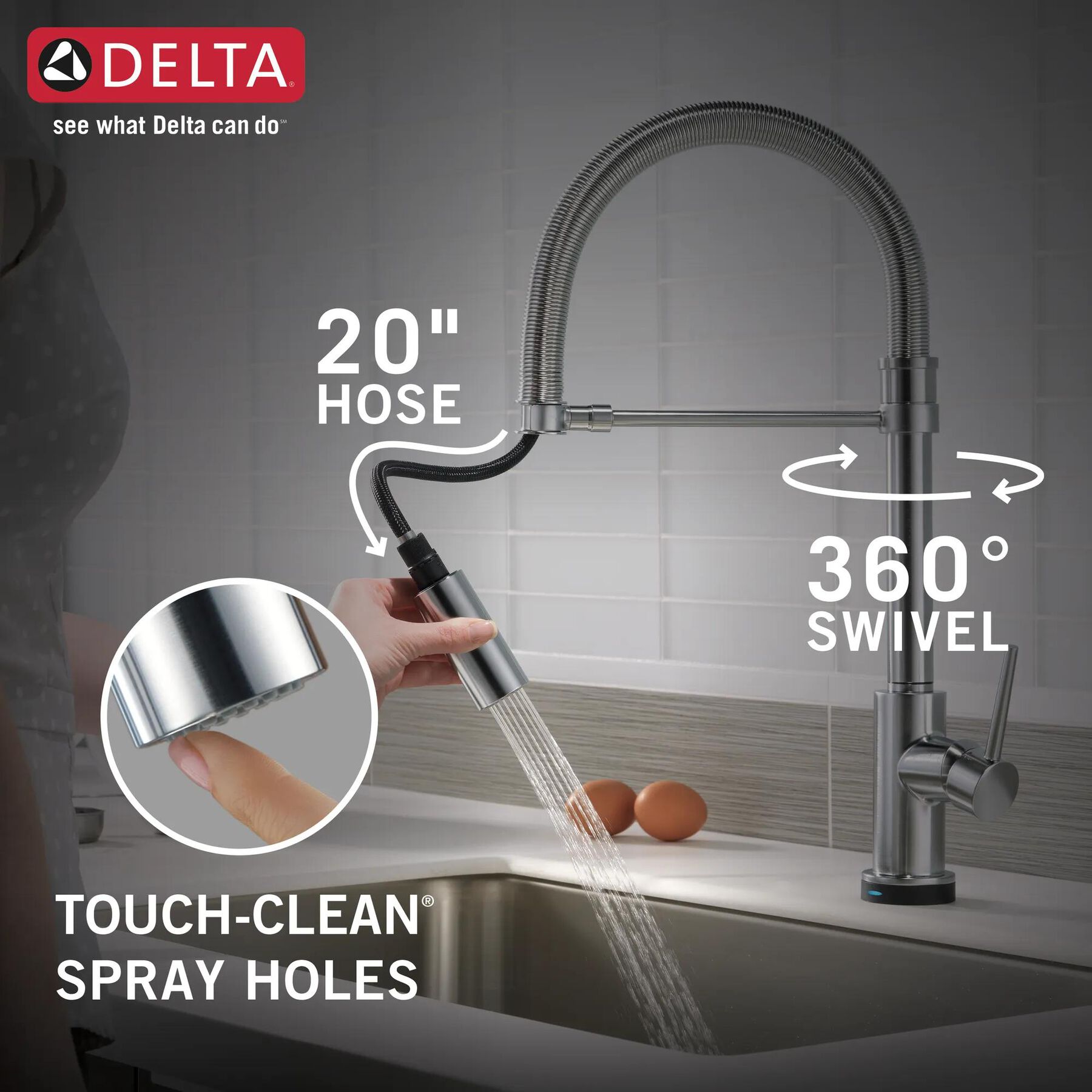 Single-Handle Pull-Down Spring Kitchen Faucet with Touch<sub>2</sub>O&reg; Technology (Recertified)