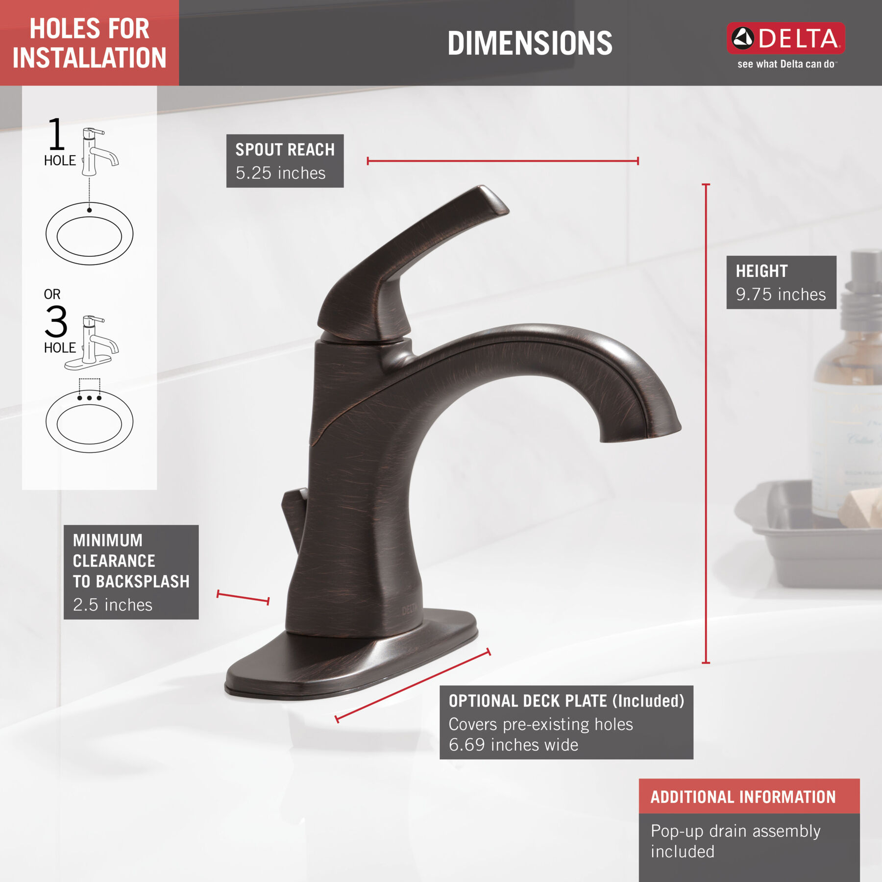 Single Handle Bathroom Faucet (Recertified)