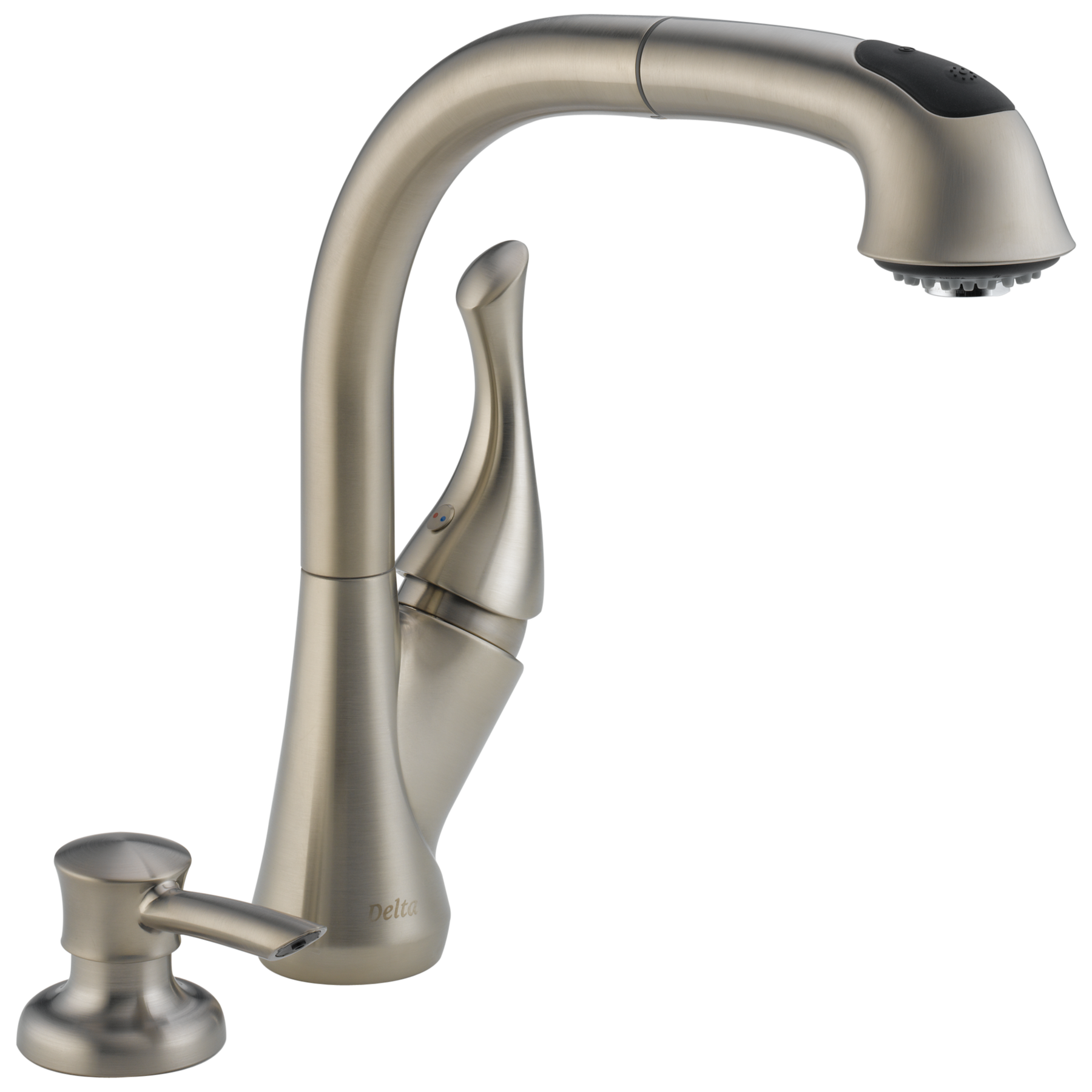 Single Handle Pull-Out Kitchen Faucet with Soap Dispenser in
