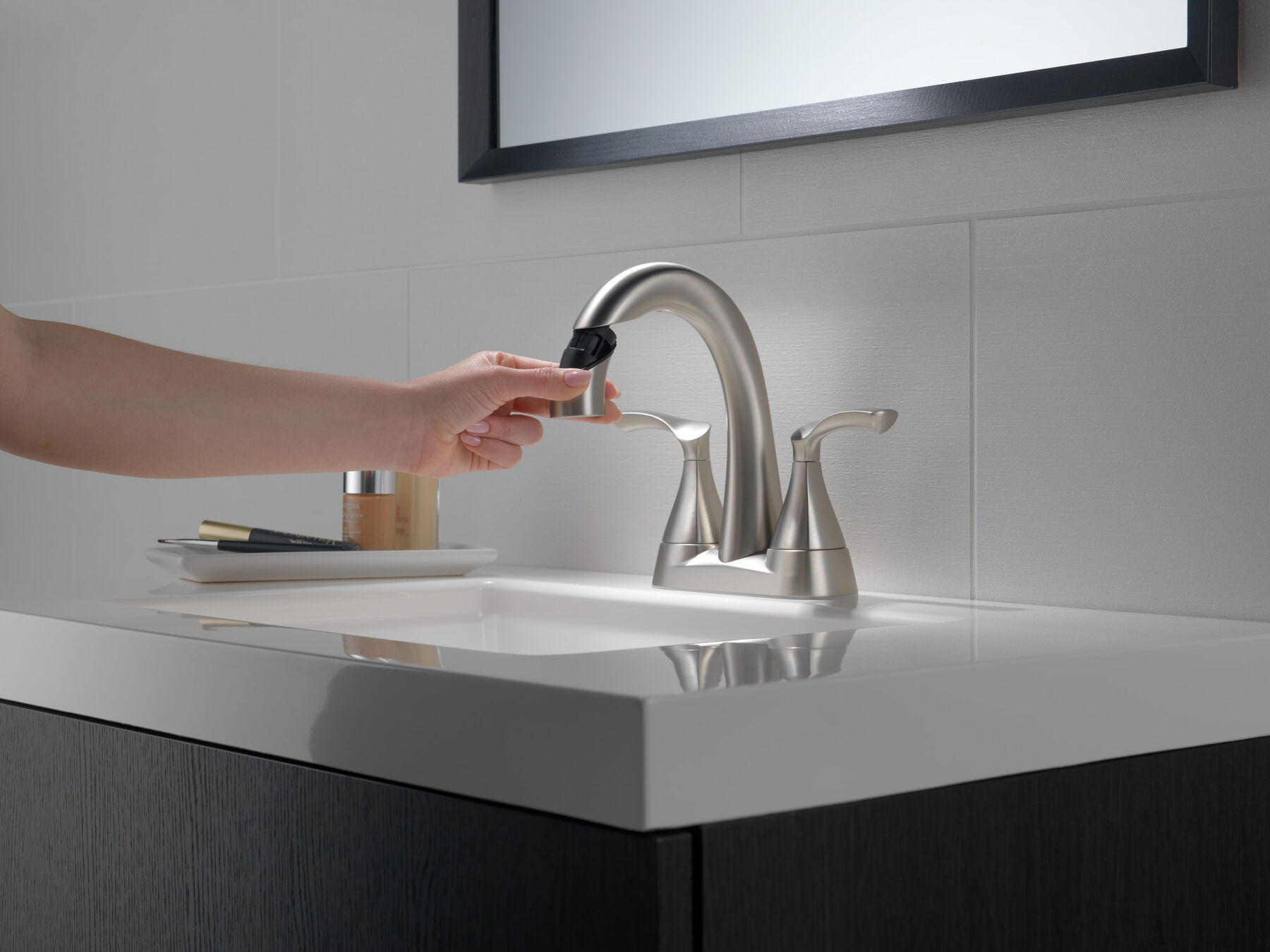 Two Handle Centerset Pull-Down Bathroom Faucet