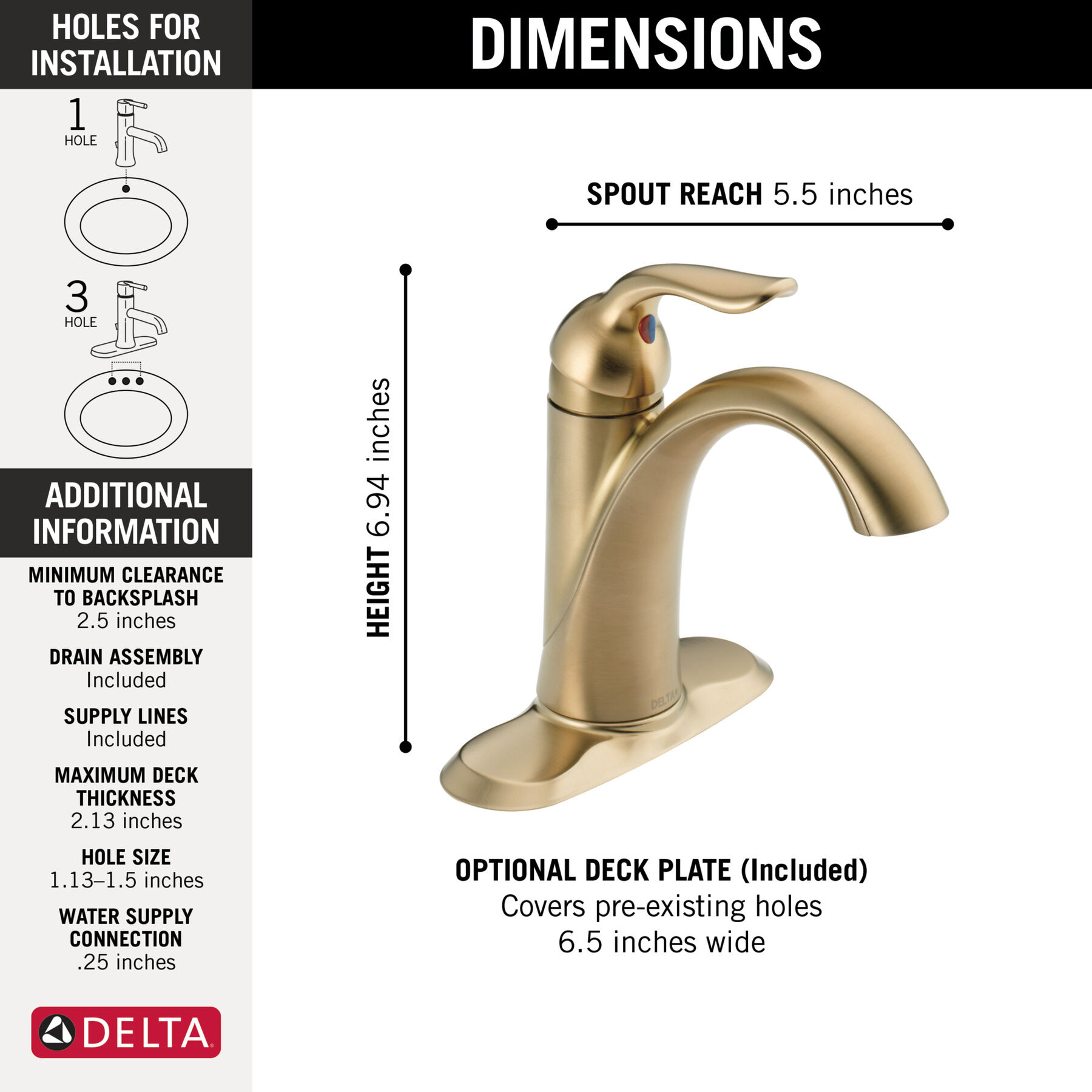 Single-Hole Bathroom Faucet (Recertified)