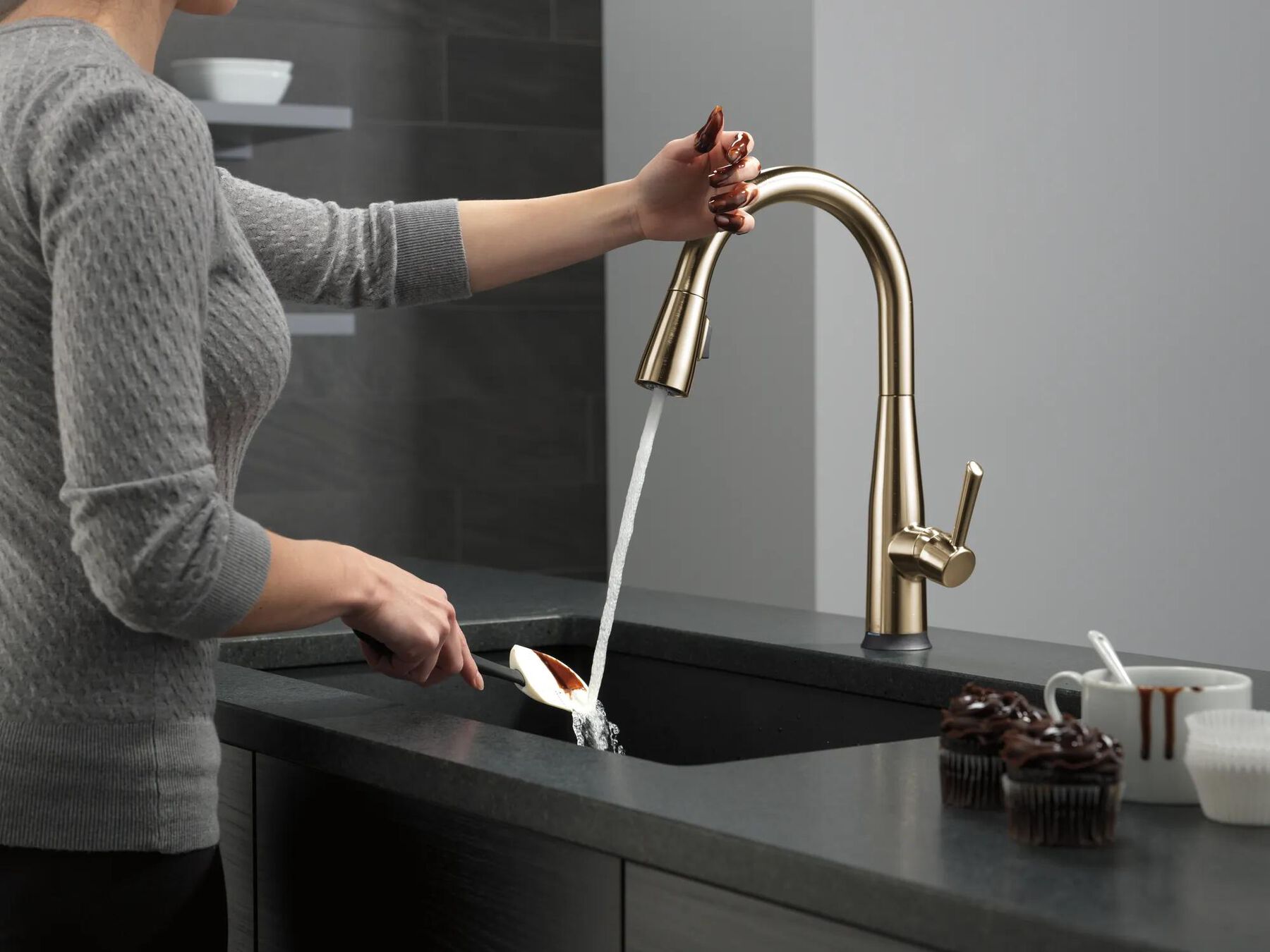 Single Handle Pull-Down Kitchen Faucet with Touch<sub>2</sub>O&reg; Technology Technology