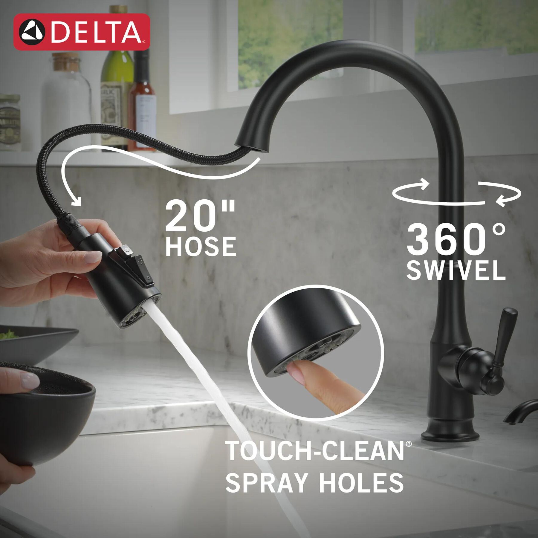 Single Handle Pull-Down Kitchen Faucet with Soap Dispenser and ShieldSpray Technology