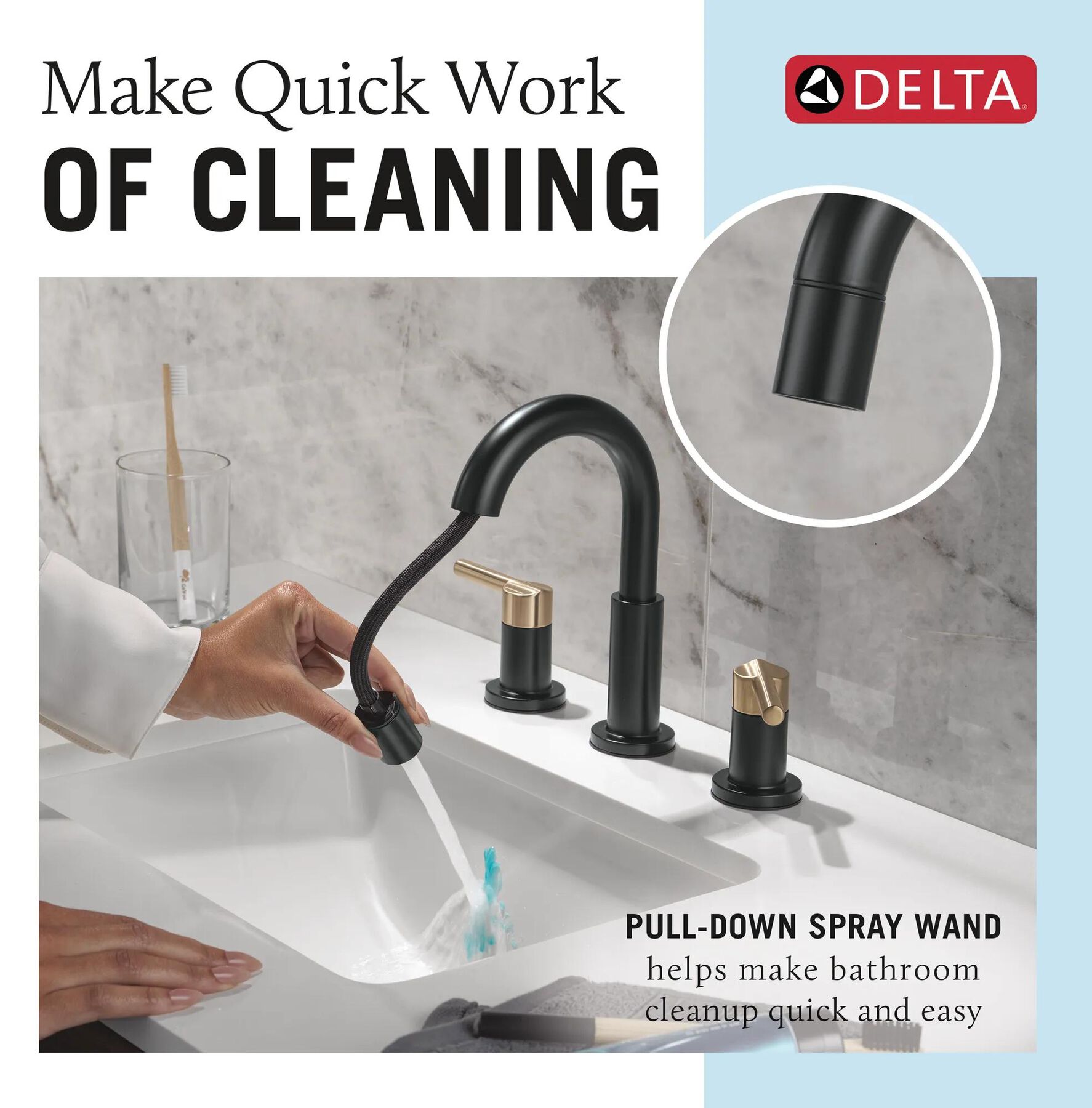 Two Handle Widespread Pull-Down Bathroom Faucet