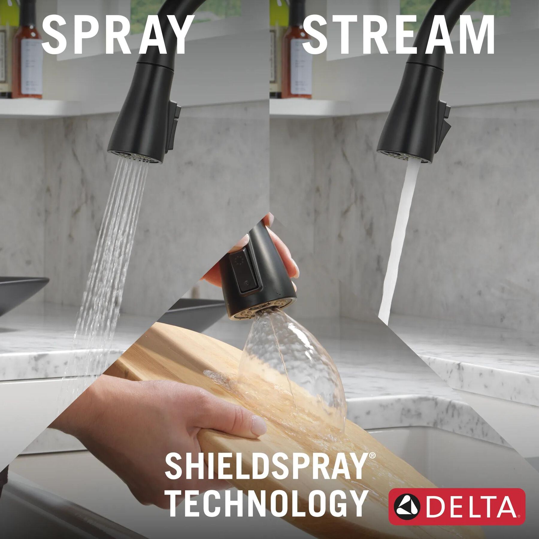 Single Handle Pull-Down Kitchen Faucet with Soap Dispenser and ShieldSpray Technology
