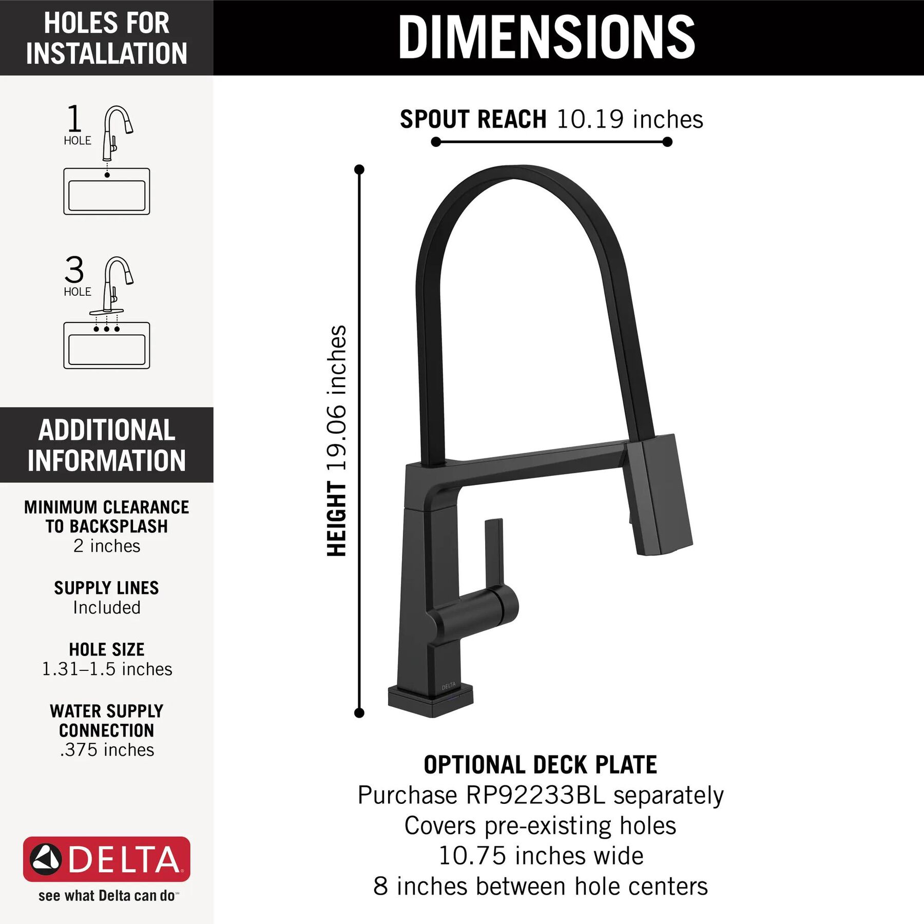 Single Handle Exposed Hose Kitchen Faucet With Touch2O Technology (Recertified)