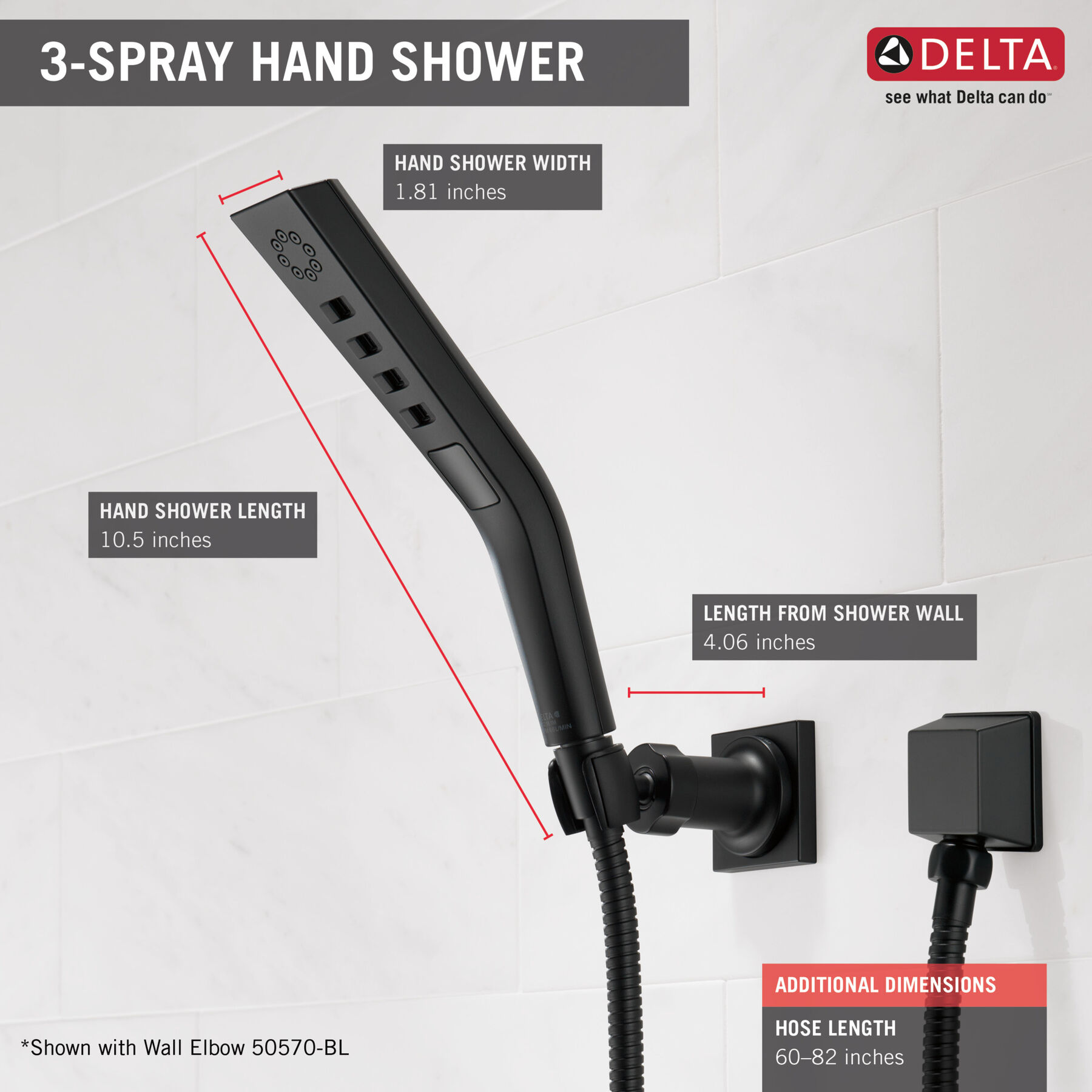 H<sub>2</sub>Okinetic&reg; 3-Setting Wall Mount Hand Shower (Recertified)