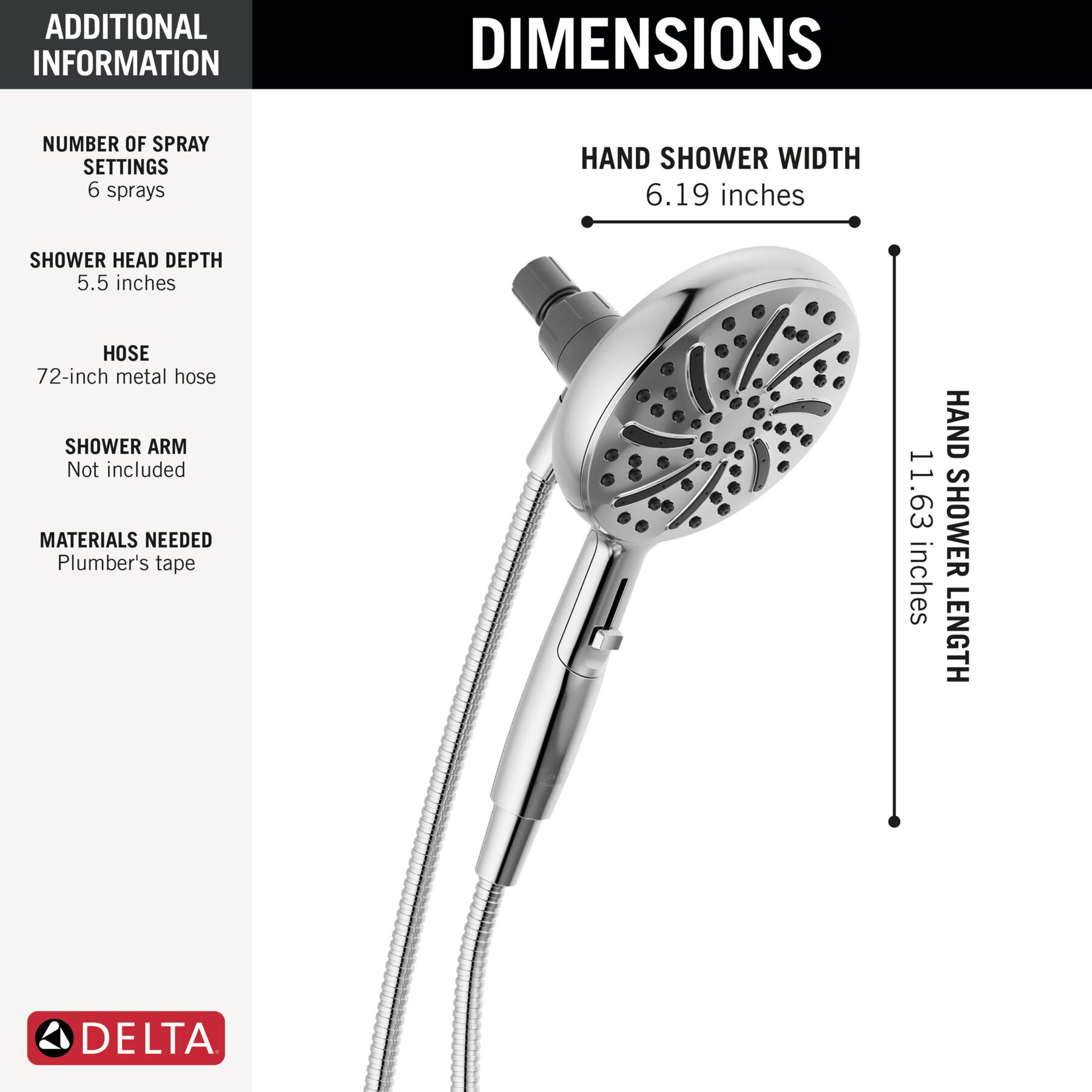 6-Setting SureDock&reg; Magnetic&reg; Hand Shower
