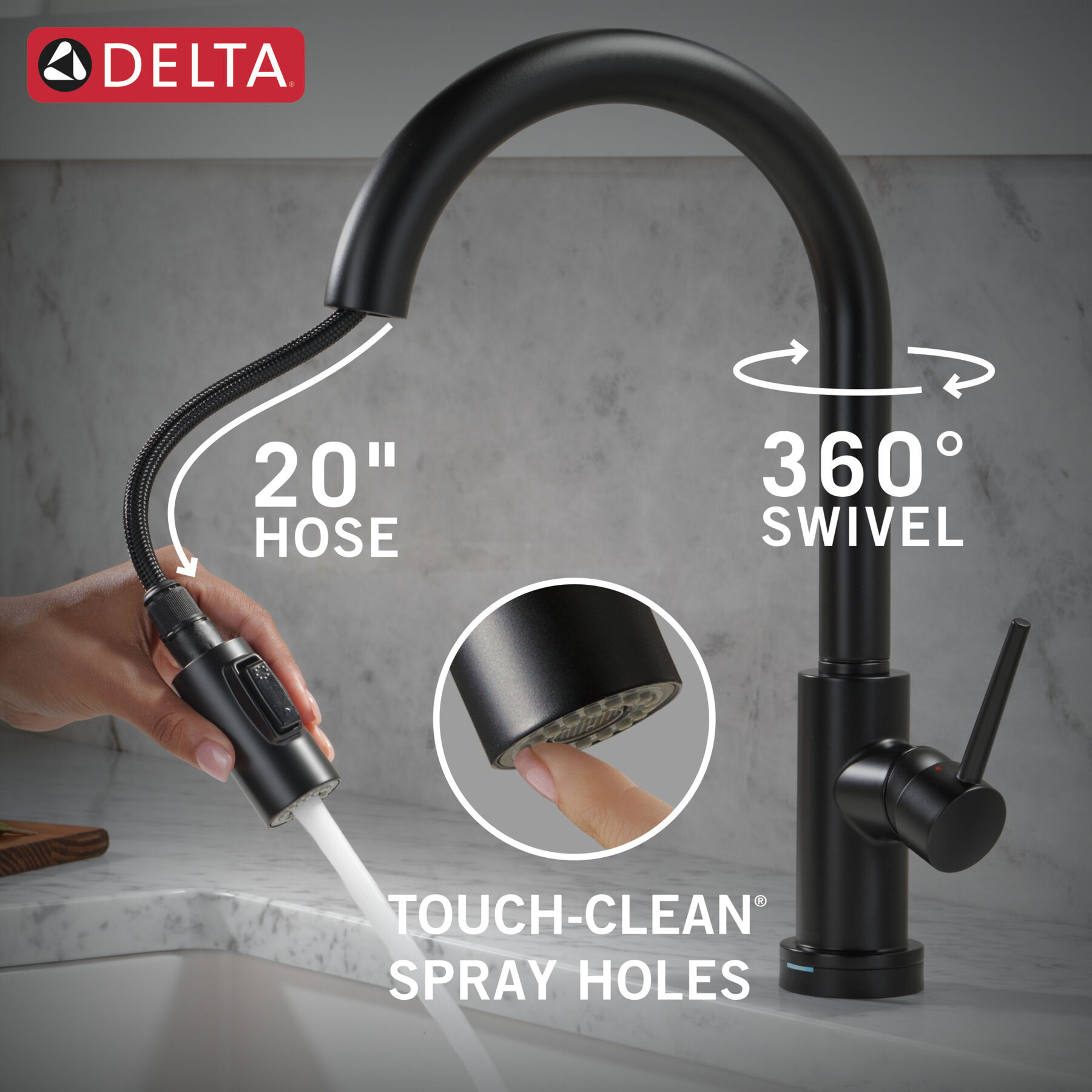 Touch2O with Touchless Technology Single Handle Pull-Down Kitchen Faucet with Soap Dispenser