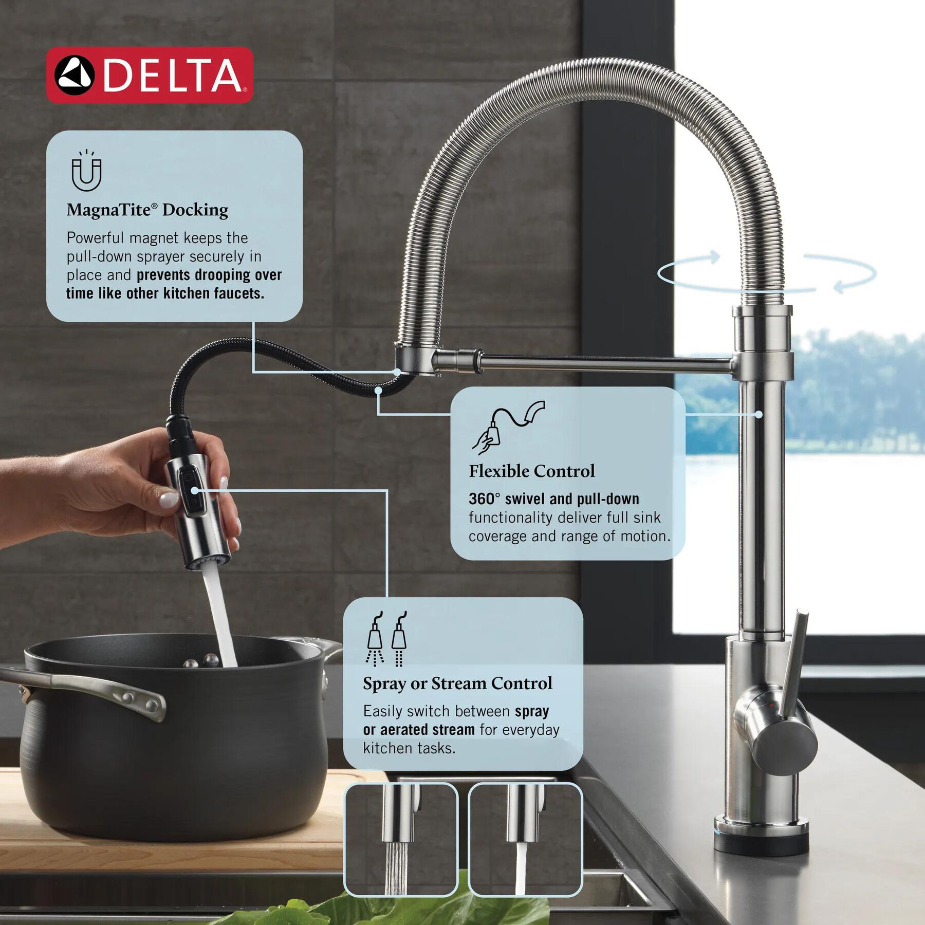Touch<sub>2</sub>O&reg; Technology Kitchen Faucet with Touchless Technology