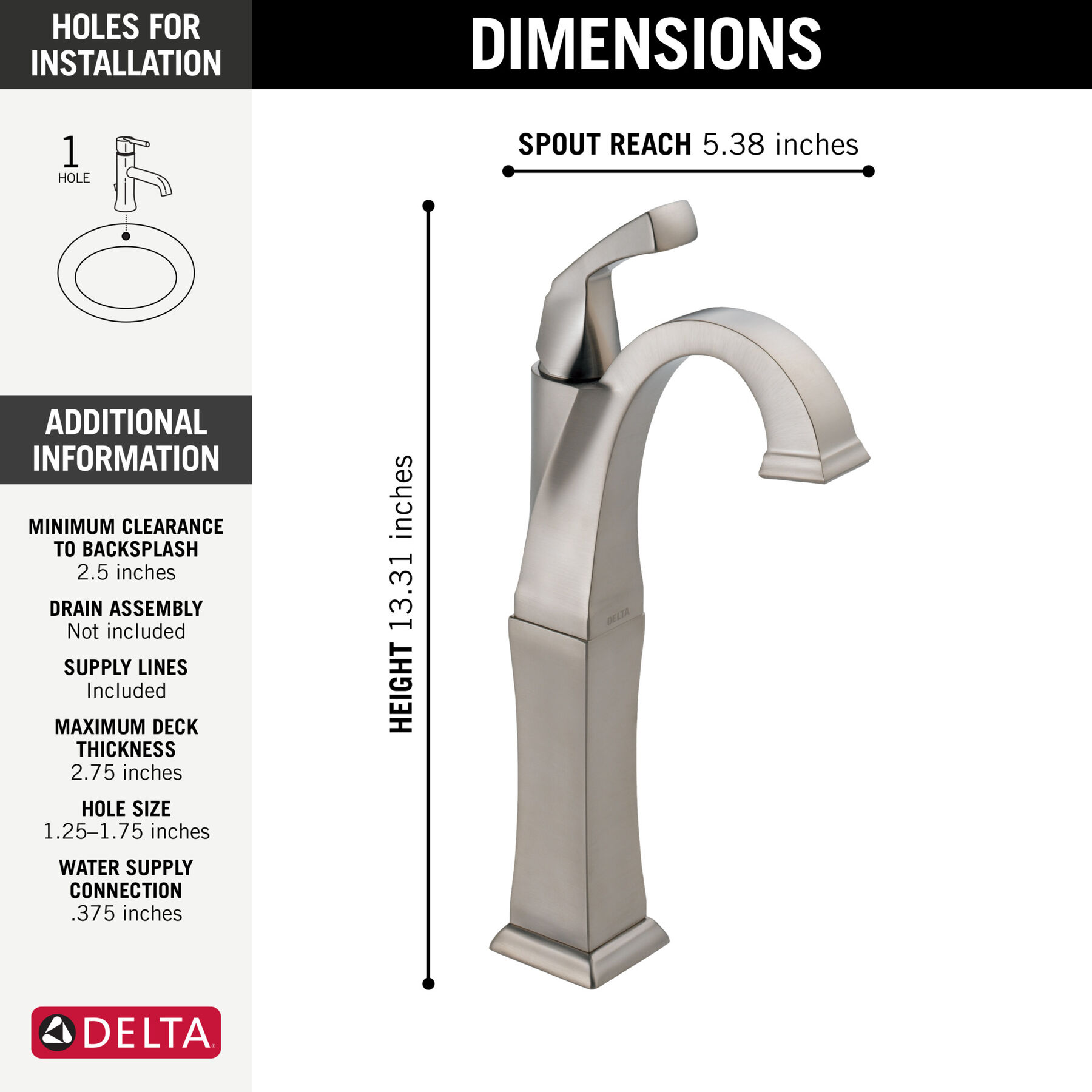 Single Handle Vessel Bathroom Faucet