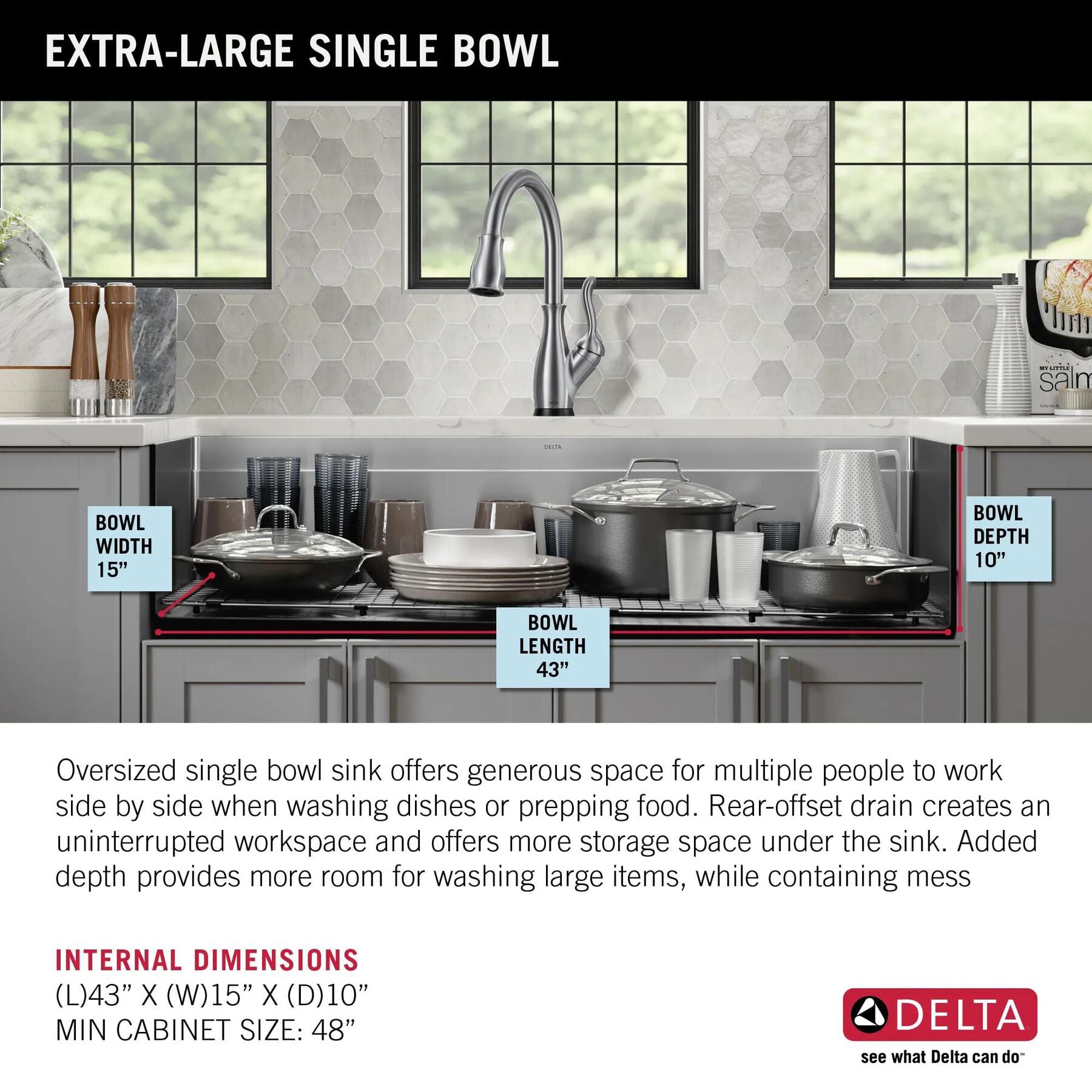 45&rdquo; Workstation Undermount Single Bowl 16 Gauge Stainless Steel Kitchen Sink with 2-Tier&nbsp;WorkFlow&trade; Ledge and Accessories