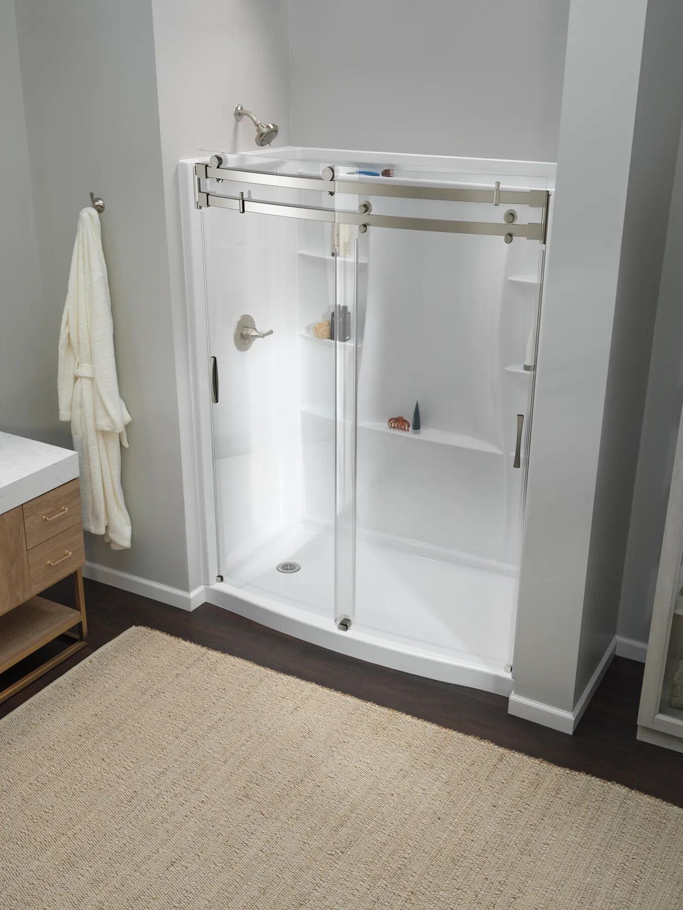 60 x 32" Curved Alcove Shower Base with Left Drain