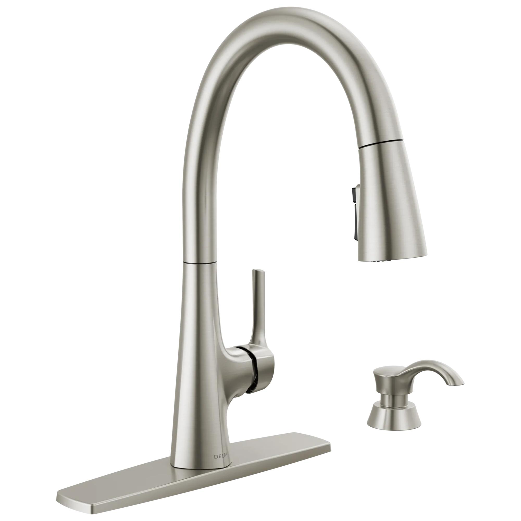 Single Handle Pull-Down Kitchen Faucet with Soap Dispenser and ShieldSpray Technology