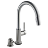 Single Handle Pull-Down Kitchen Faucet with Touch<sub>2</sub>O&reg; Technology Technology and Soap Dispenser