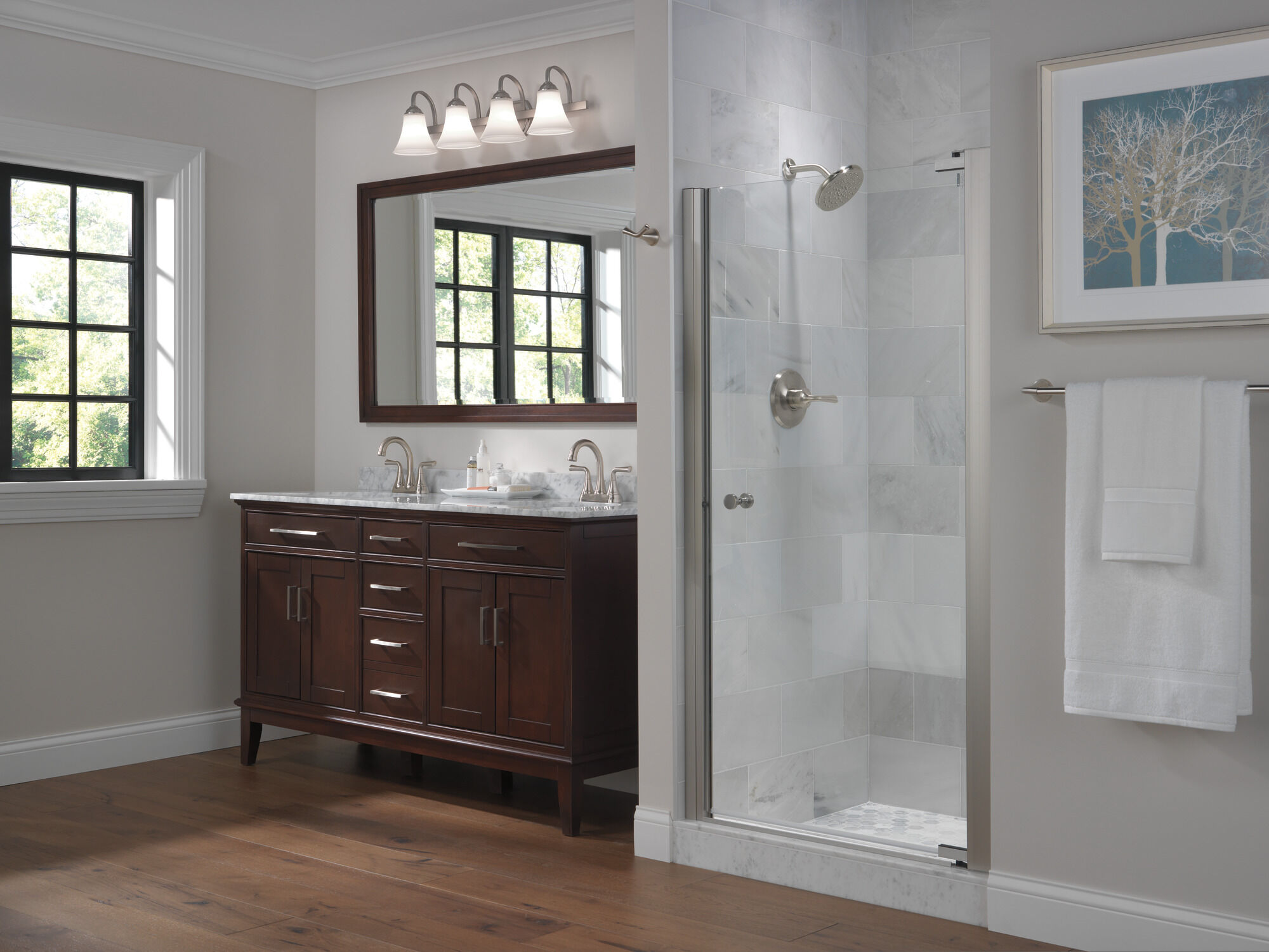 Two Handle Centerset Bathroom Faucet in Stainless 2533LF-SSMPU