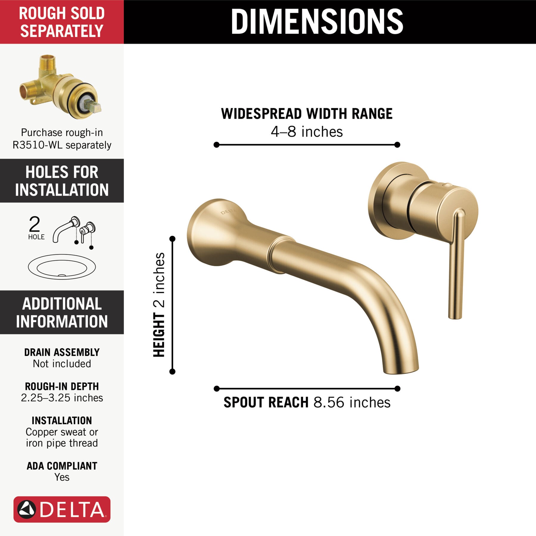 Single Handle Wall Mount Bathroom Faucet Trim
