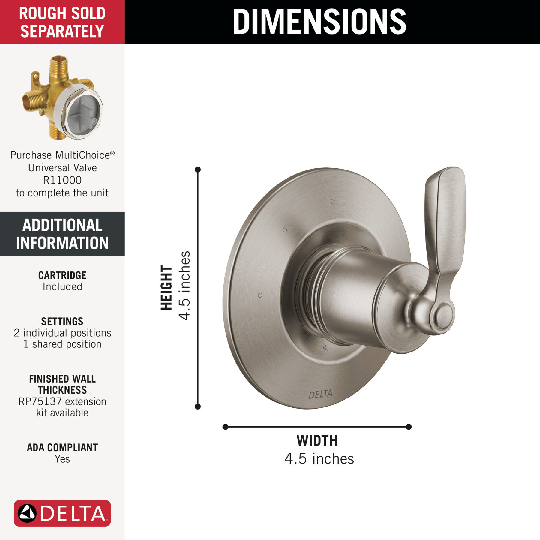 3-Setting 2-Port Diverter Trim