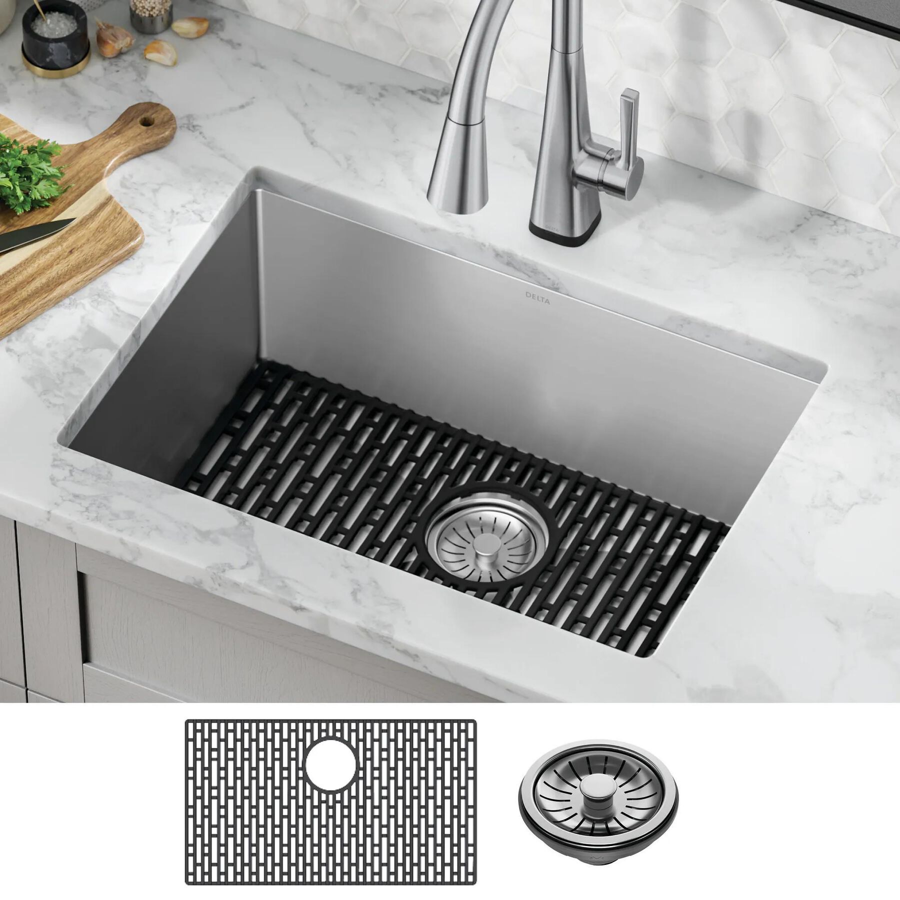26&rdquo; Undermount Stainless Steel Single Bowl Kitchen Sink&nbsp;with Accessories