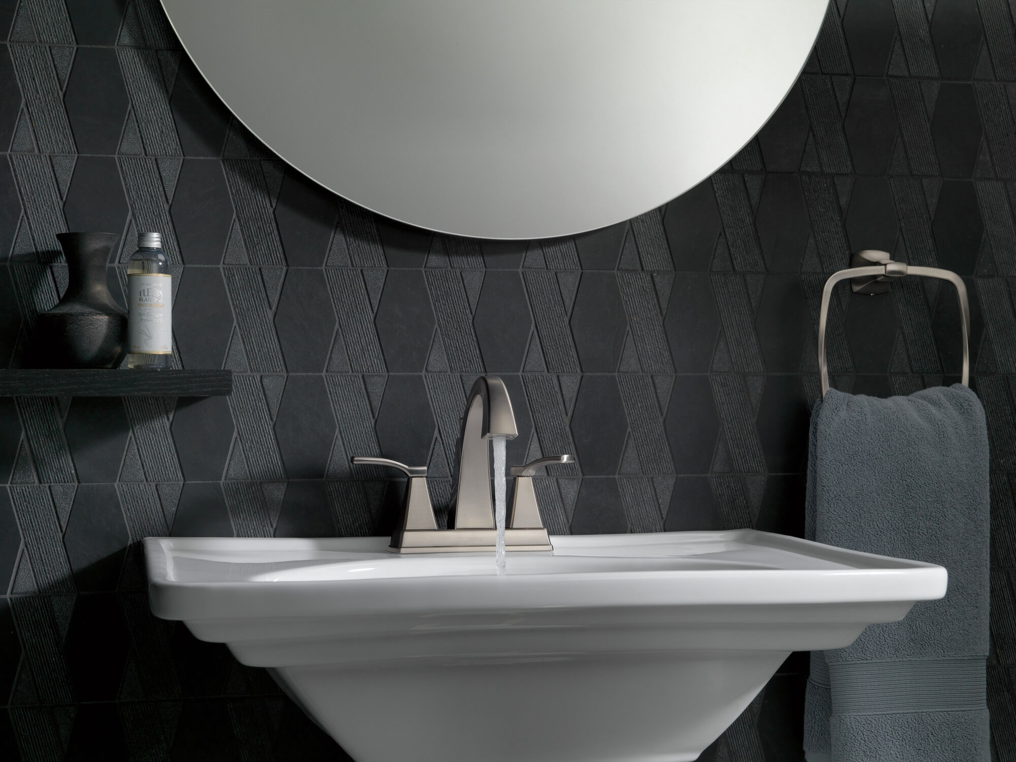 Two Handle Centerset Bathroom Faucet in Stainless 25768LF-SS