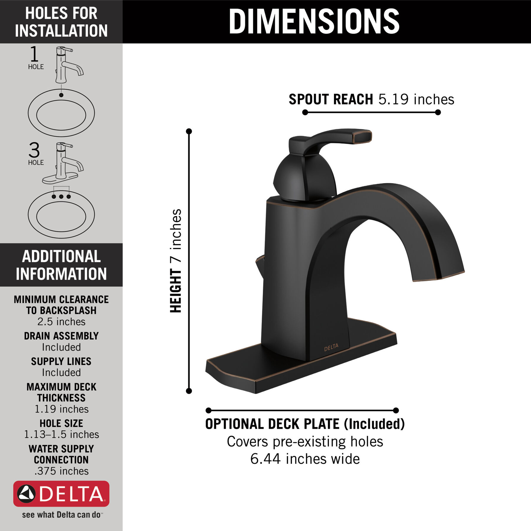 Single Hole Bathroom Faucet 1H (Recertified)