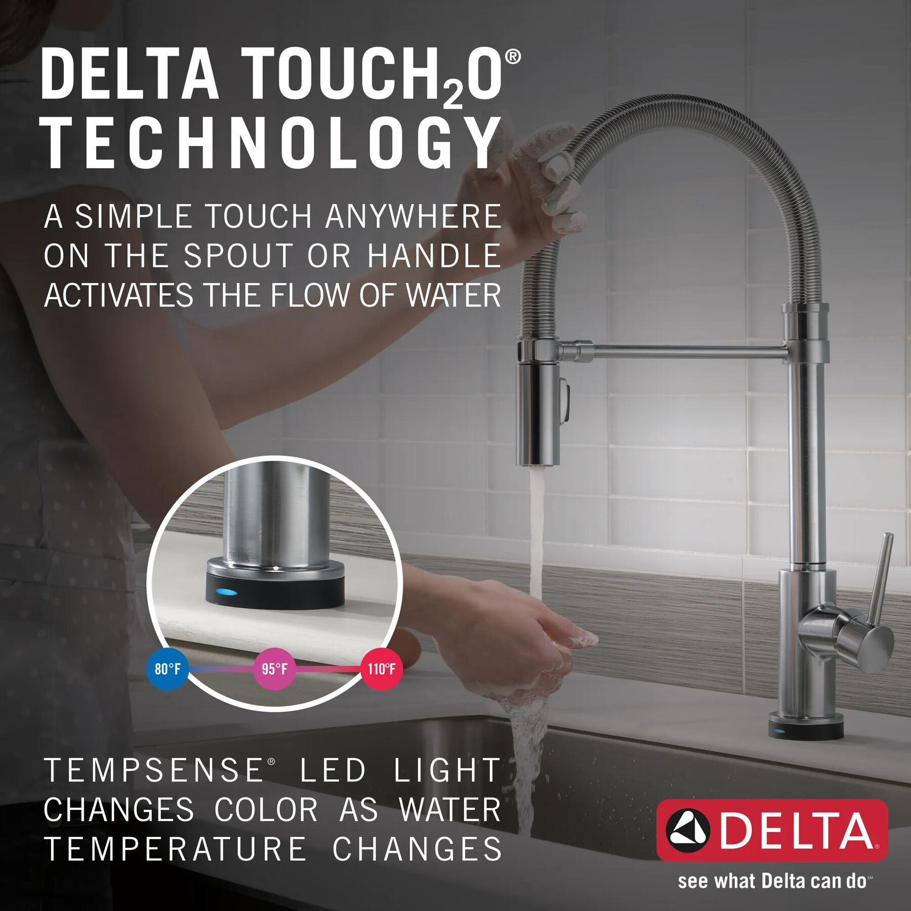 Single-Handle Pull-Down Spring Kitchen Faucet with Touch<sub>2</sub>O&reg; Technology (Recertified)