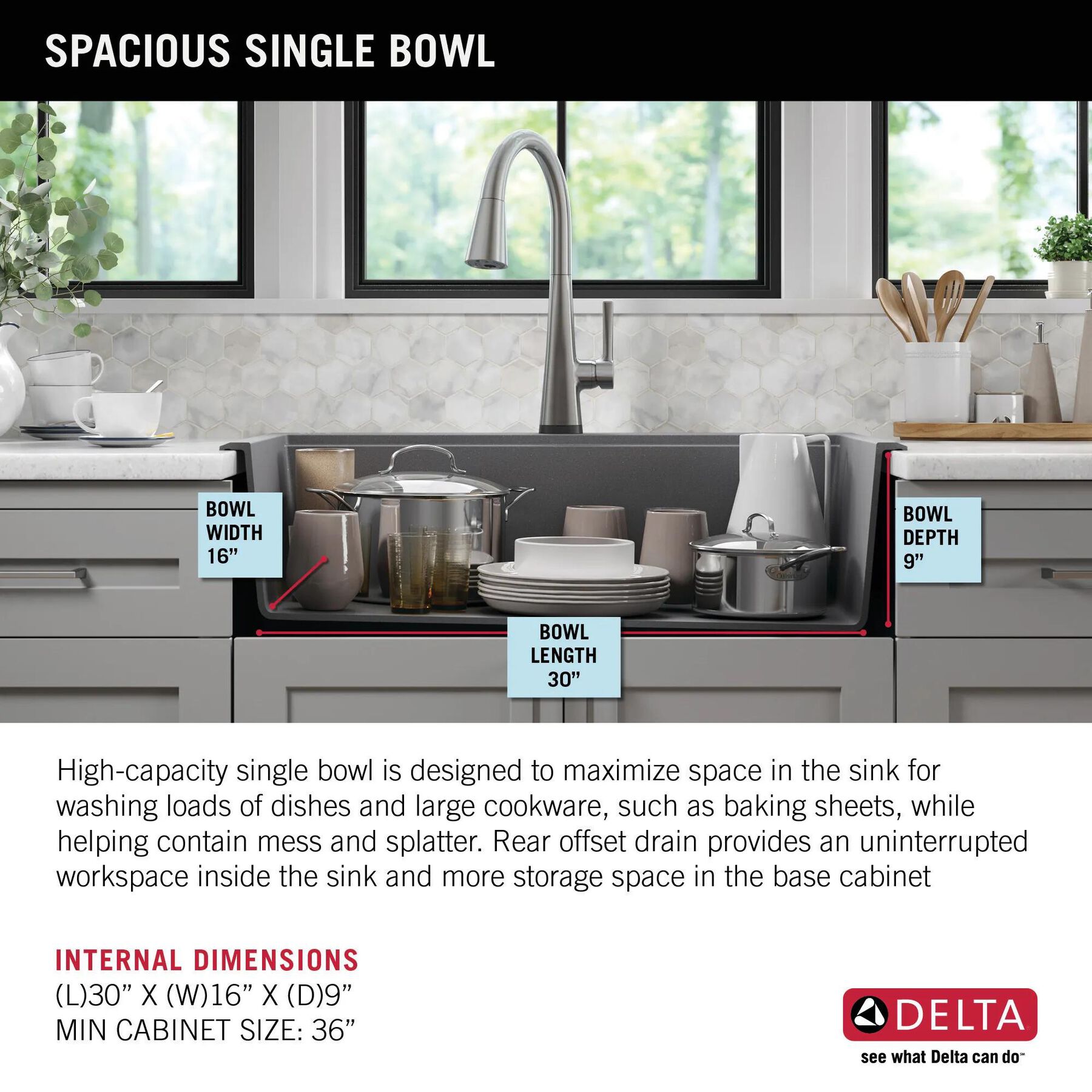 33&rdquo; Granite Composite Workstation Kitchen Sink Drop-In Top Mount Single Bowl with WorkFlow&trade; Ledge and Accessories in Dark Grey