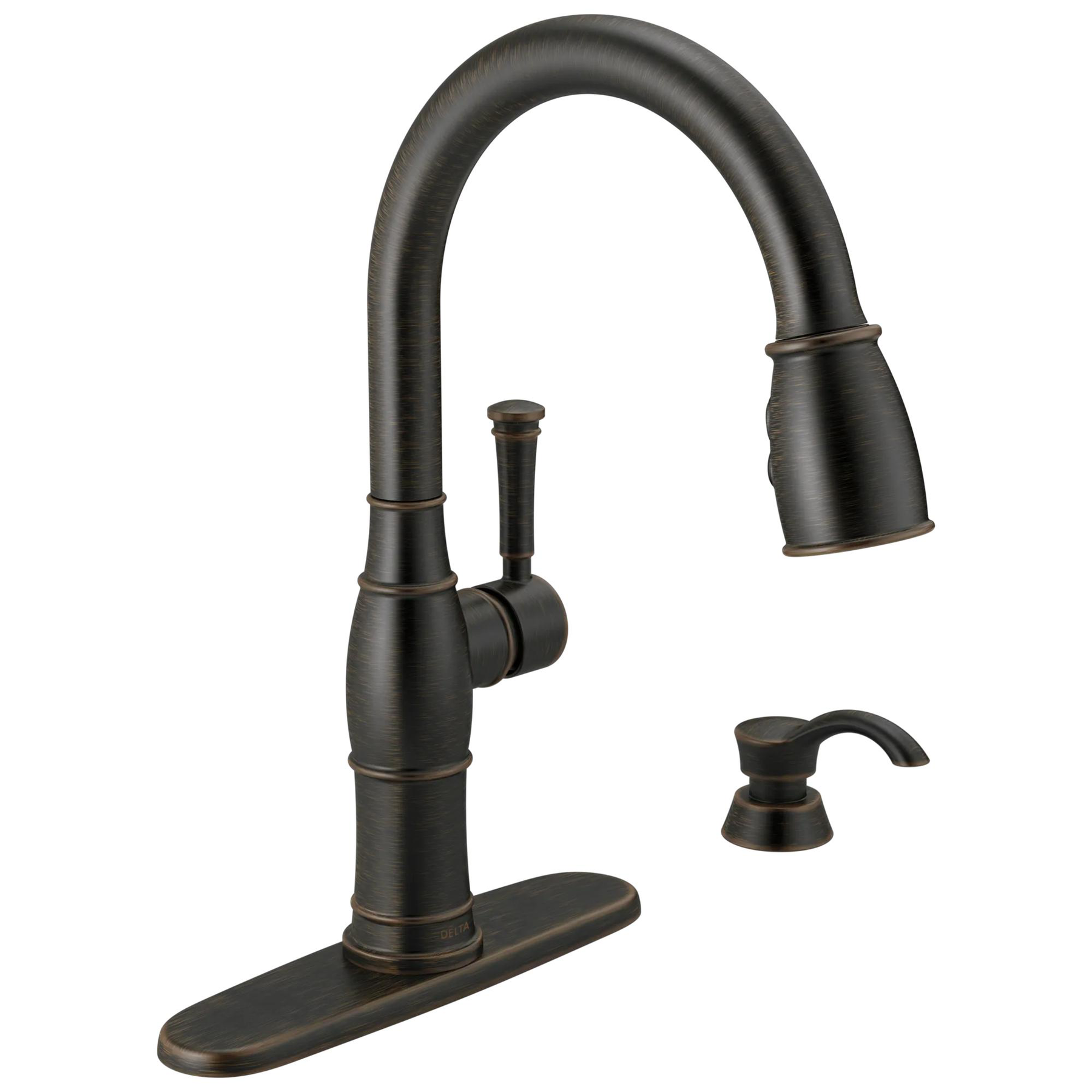 Single Handle Pull-Down Kitchen Faucet with Soap Dispenser