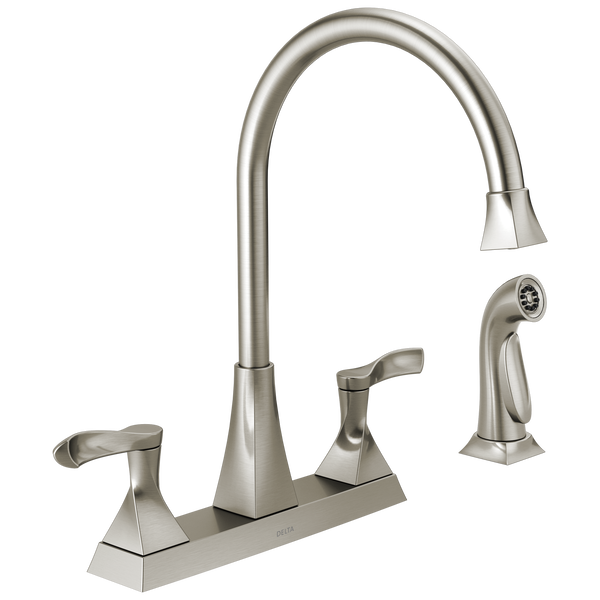 Aショット Two Handle Kitchen Faucet with Spray (Recertified) in Stainless