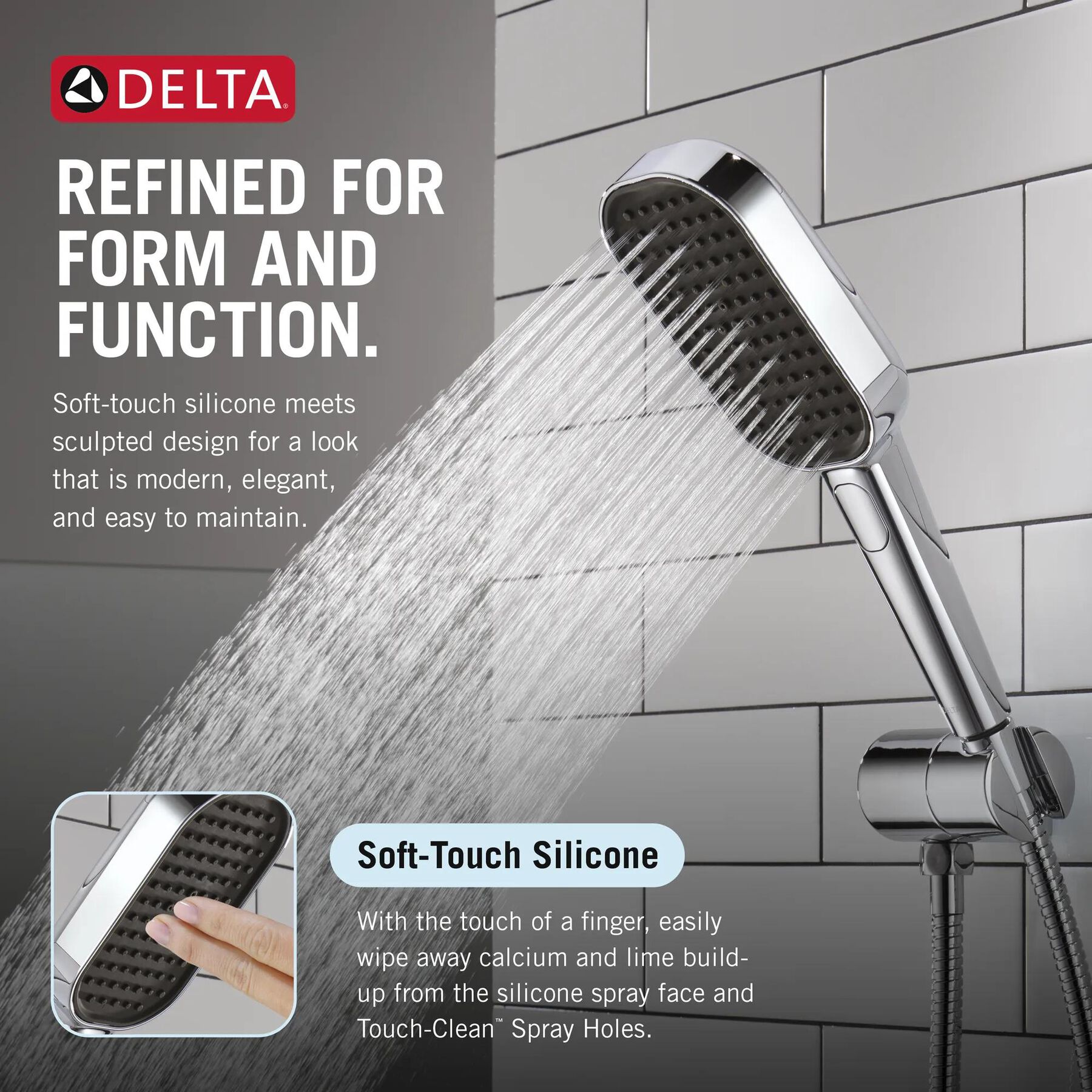 4-Setting Hand Shower with Silicone Spray Face and FeatherRain&trade; Spray