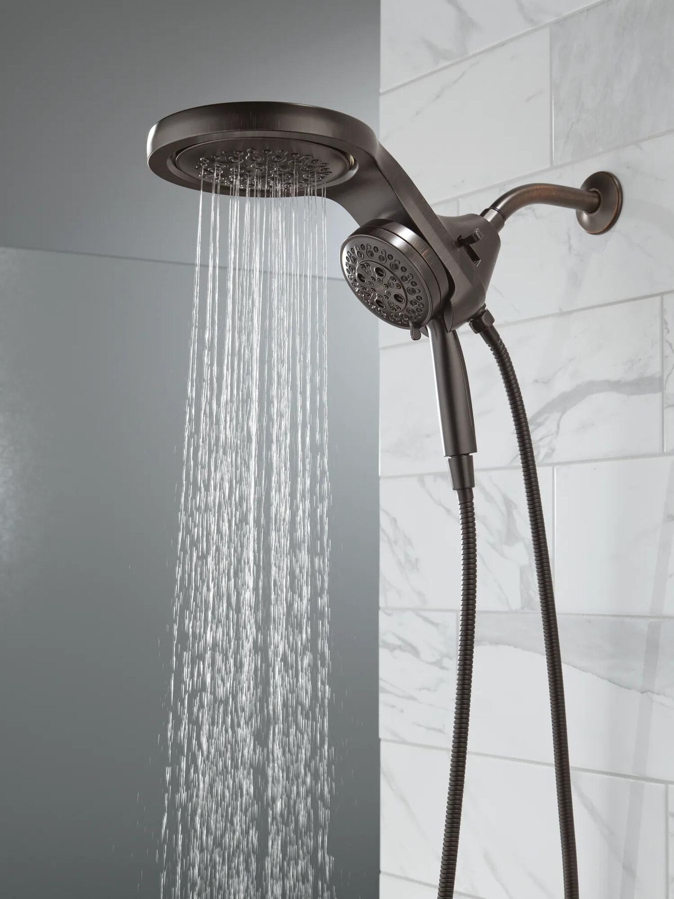 HydroRain&reg; H<sub>2</sub>Okinetic&reg; 5-Setting Two-in-One Shower Head